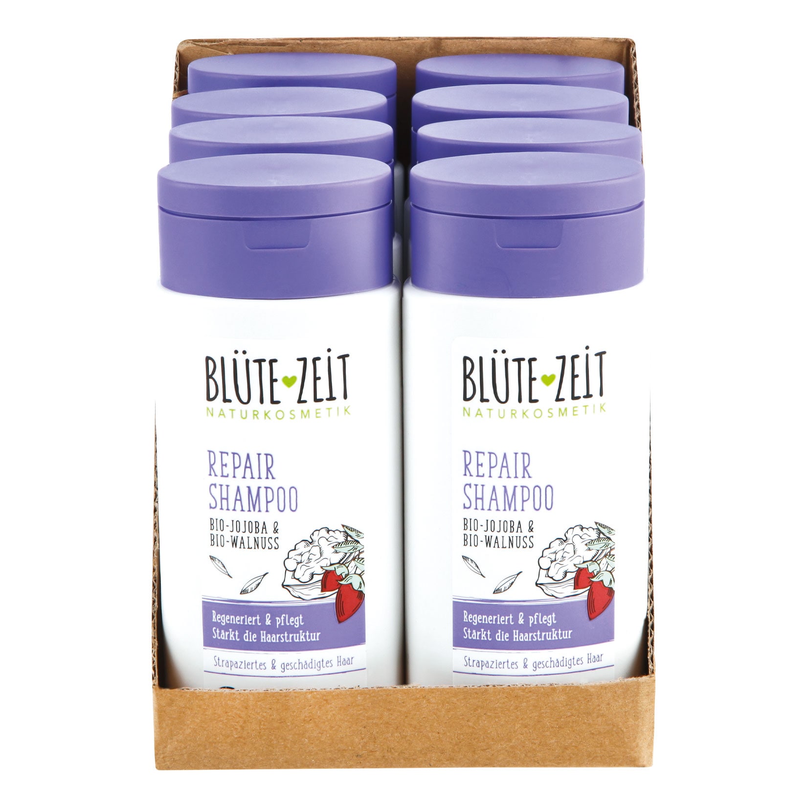 BL&Uuml;TE-ZEIT Repair Shampoo Bio-Walnuss 200 ml, 8er Pack - Bild 1