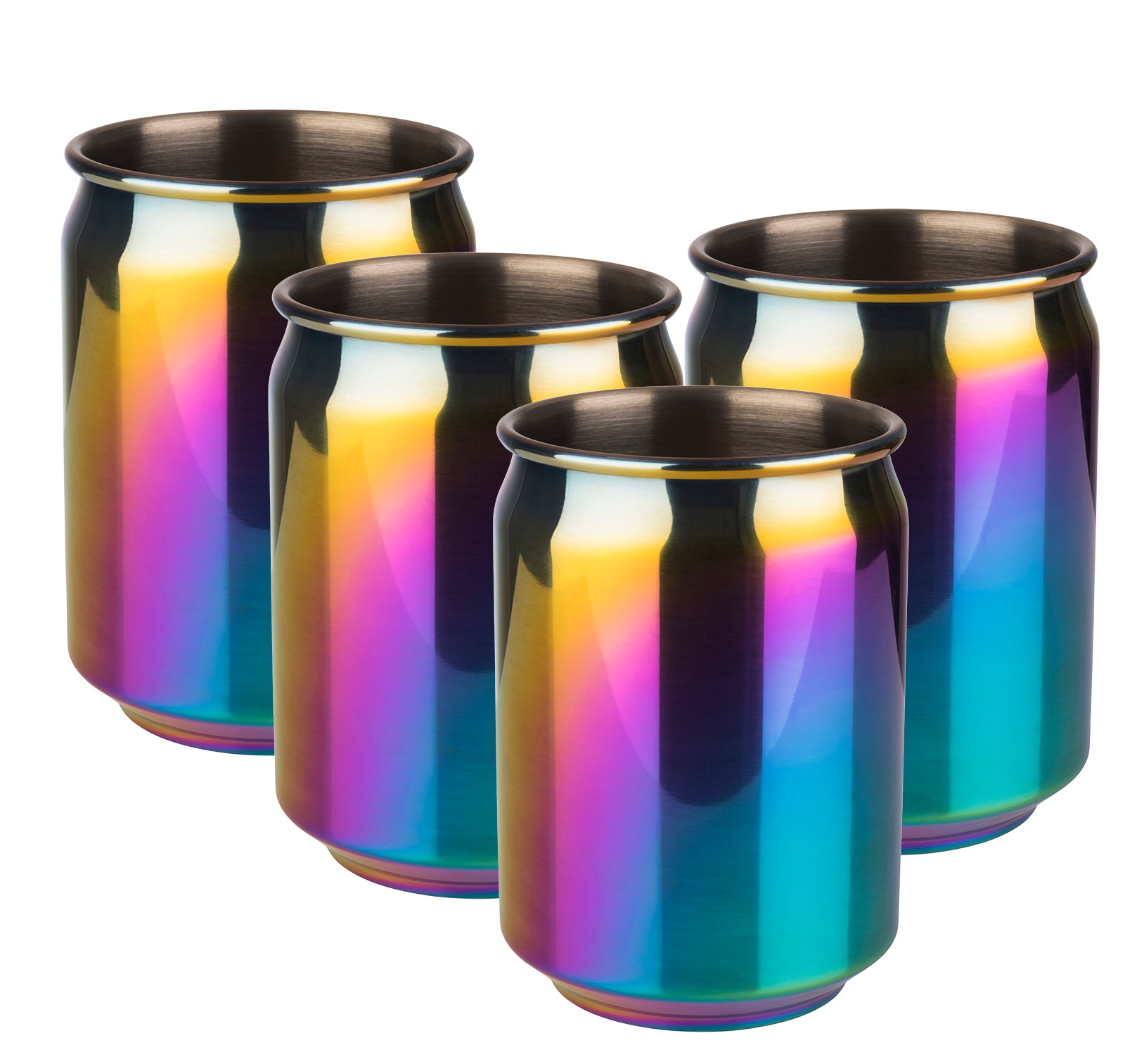 APS 4er Set Cocktail Becher 350 ml Regenbogen-Look, Edelstahl - Bild 1
