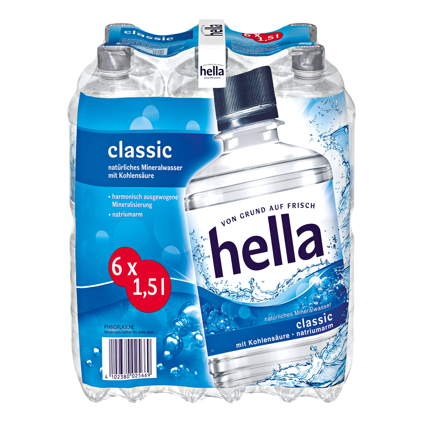 Hella Mineralwasser Classic 1,5 Liter, 6er Pack - Bild 1