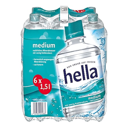 Hella Mineralwasser Medium 1,5 Liter, 6er Pack - Bild 1