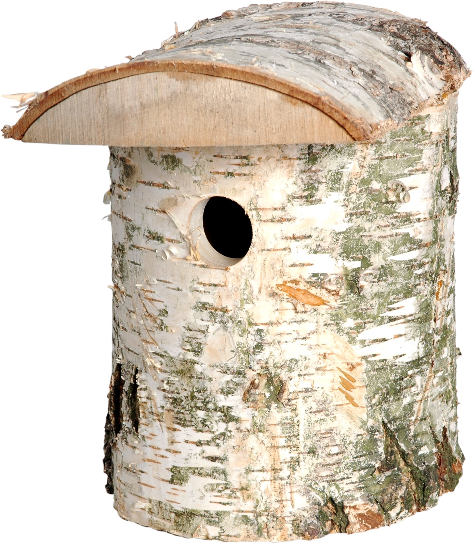 Naturbelassener Birkenholz-Nistkasten, Nisthilfe f&uuml;r Wildv&ouml;gel, Loch &Oslash; 32 mm, 14 x 14 x 22 cm, Birke - Bild 1