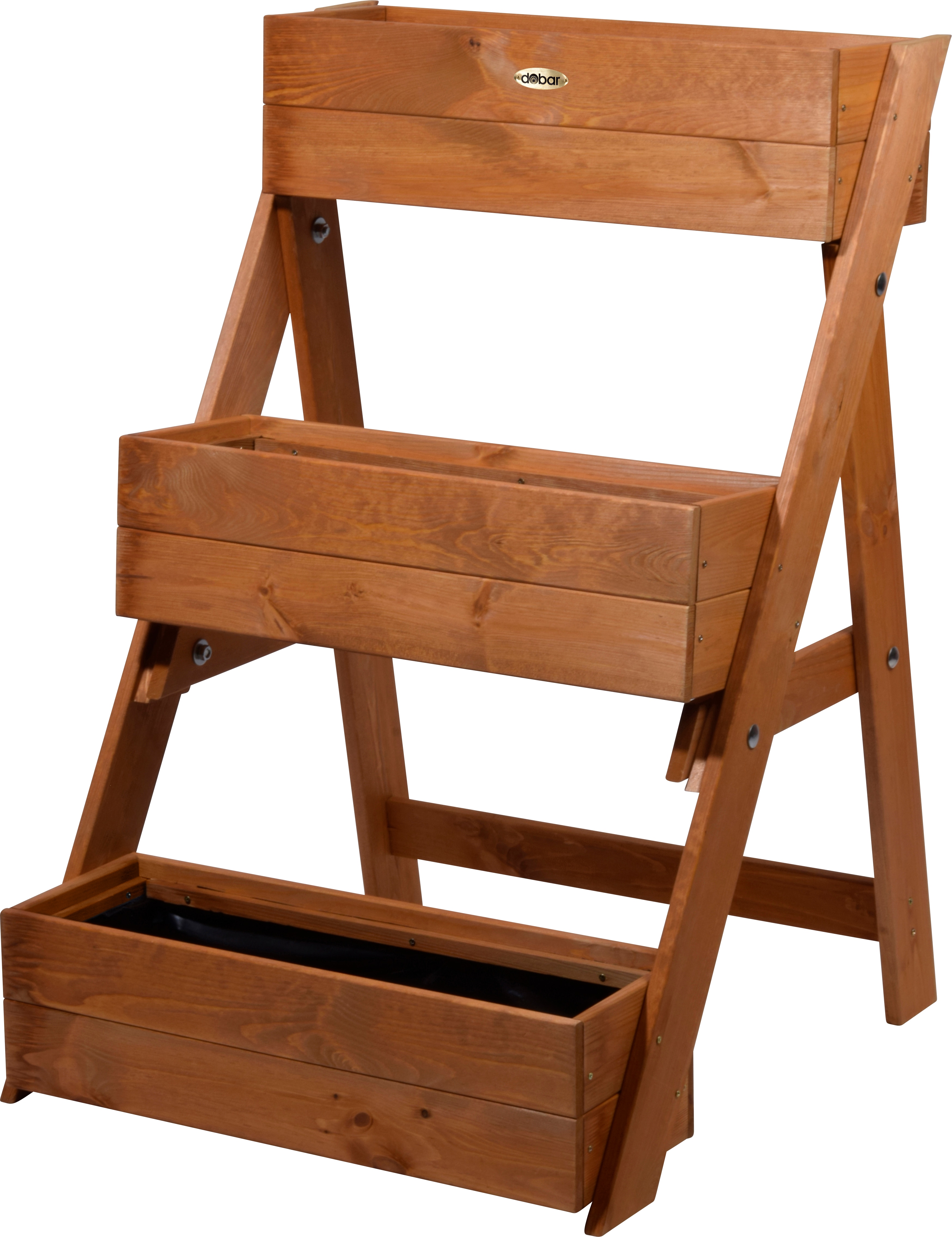 dobar Dreistufige Pflanztreppe aus Holz, Blumenk&auml;sten inkl. Pflanzfolie | versch. Farben - Bild 1