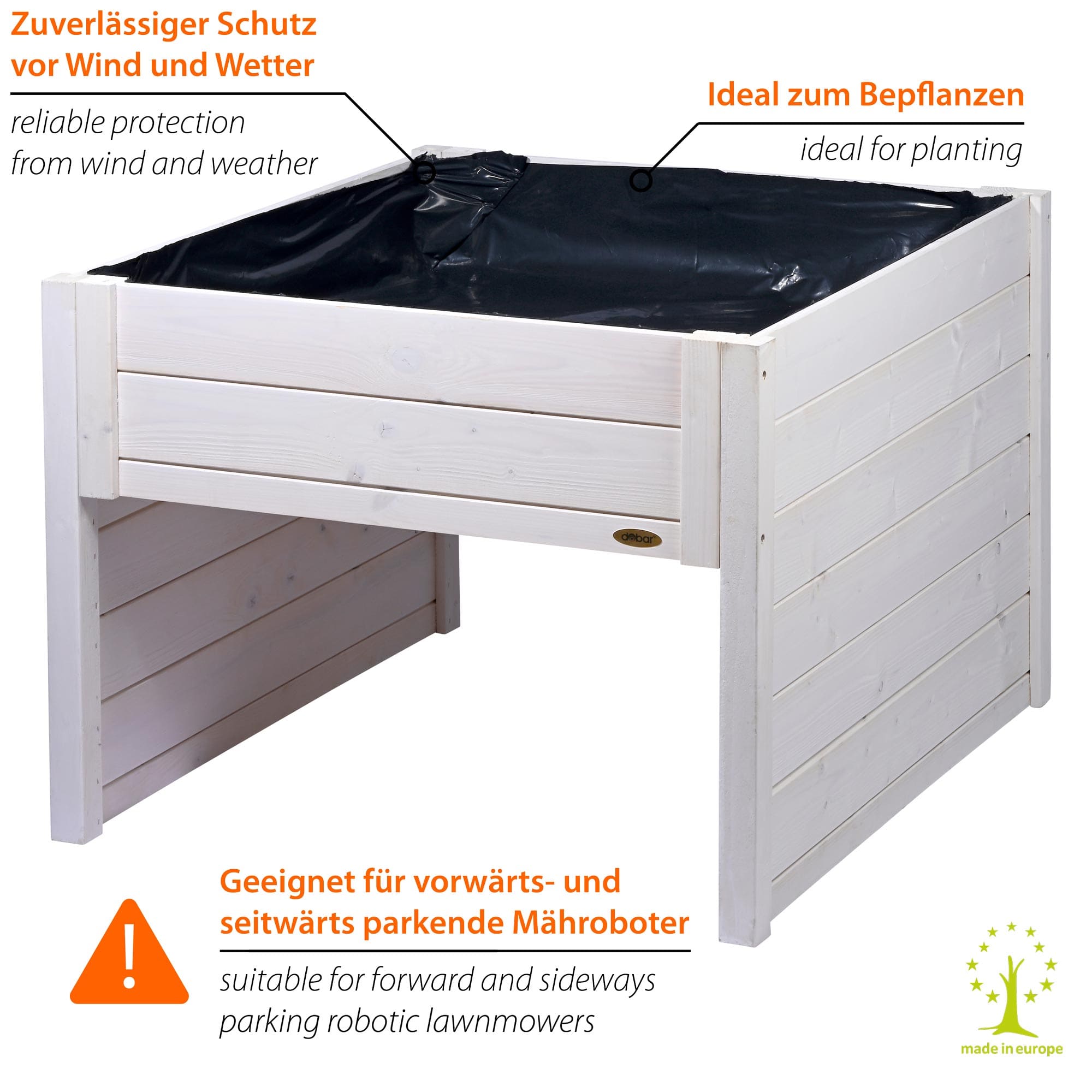 dobar M&auml;hrobotergarage mit integriertem Pflanzkasten, Automower-Unterstand | versch. Farben - Bild 1