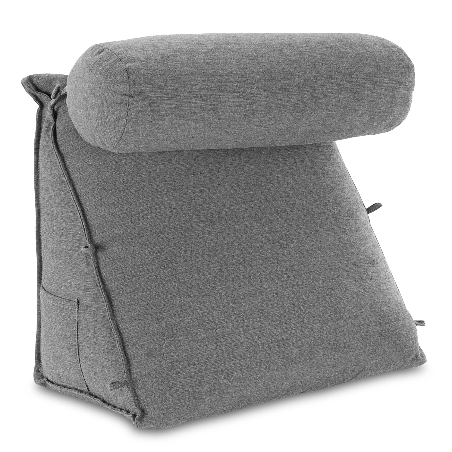 R&uuml;ckenkissen mit Nackenrolle, hellgrau - Bild 1
