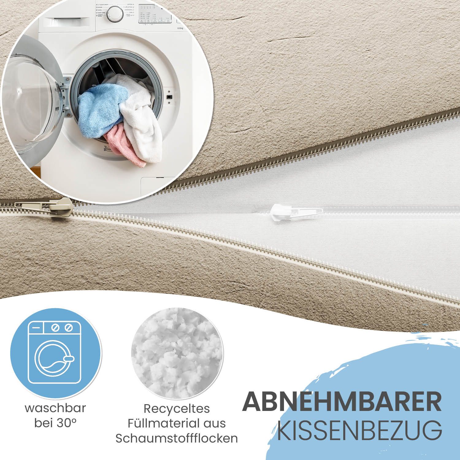 R&uuml;ckenkissen mit Armlehnen Creme - Bild 1