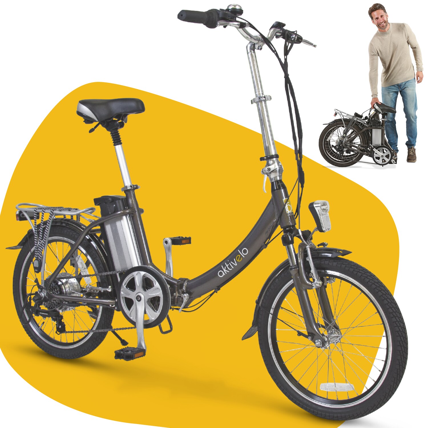 aktivelo Alu-Elektro-Faltrad Klapprad »Sport«, 20 Zoll