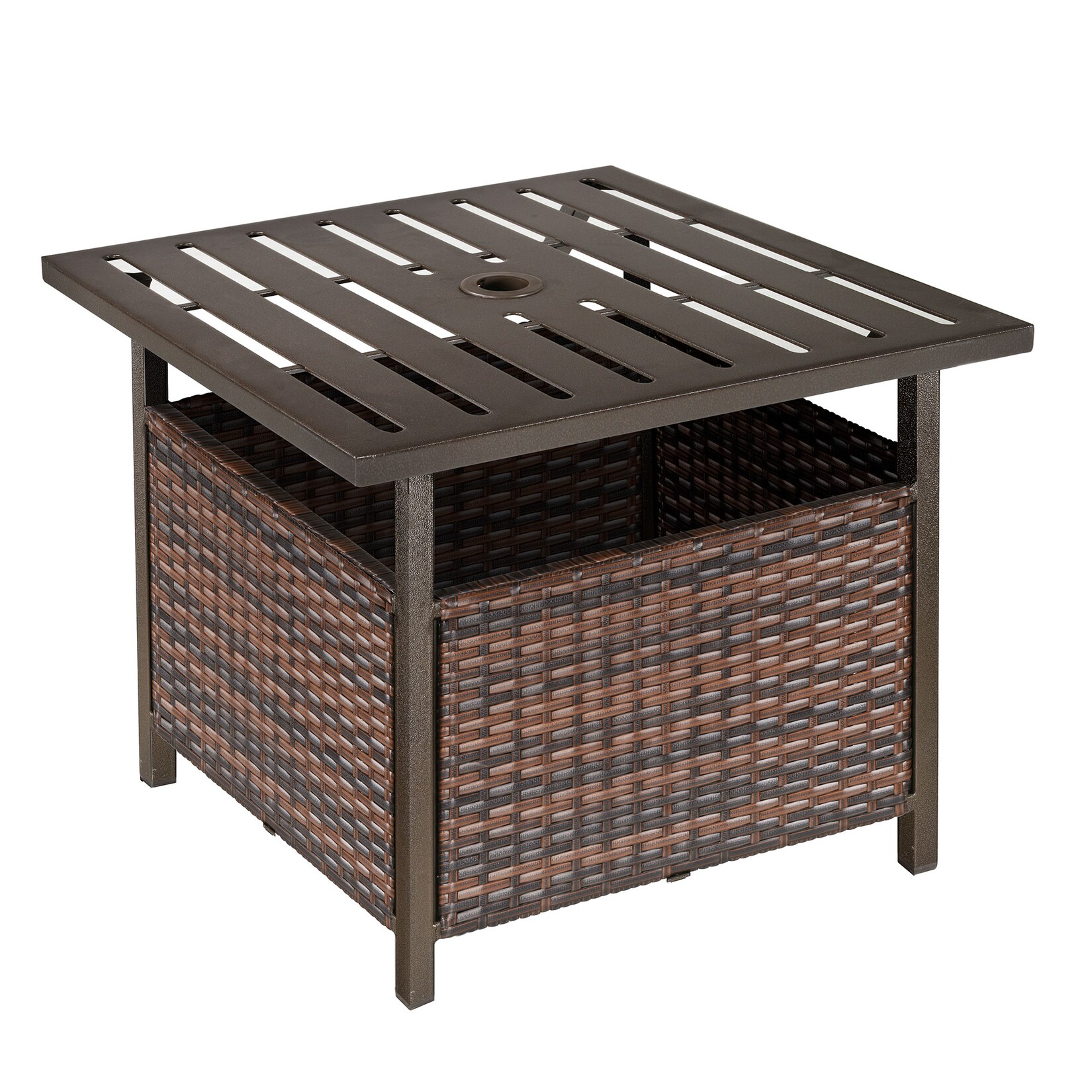Outsunny Rattan-Beistelltisch Stahl, PE-Rattan | 04251774981200