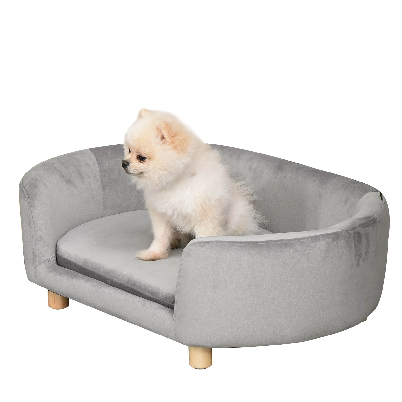 PawHut Haustier Sofa Holländischer Samt, Schwamm, Birke Bein | 04251774981446