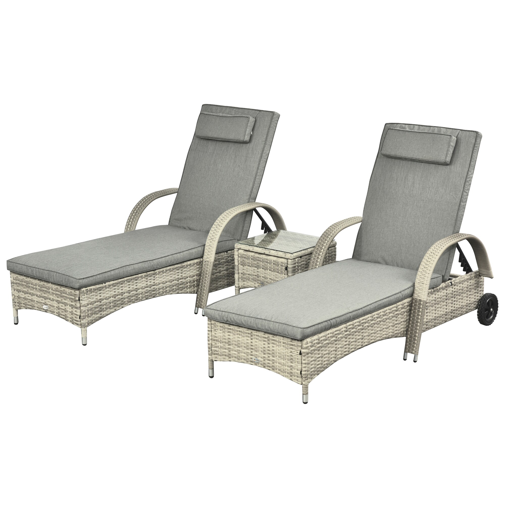 Outsunny Liege Metall, PE Polyrattan, Hartglas, Polyester - Bild 1