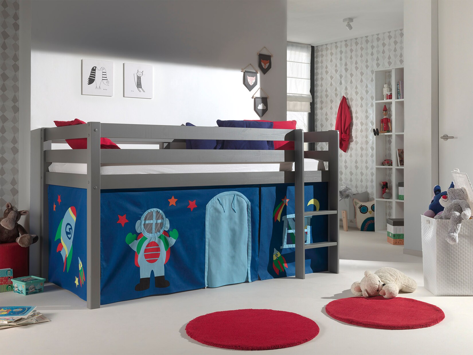 Spielbett Pino mit Textilset Vorhang versch. Designs | 05420070234573