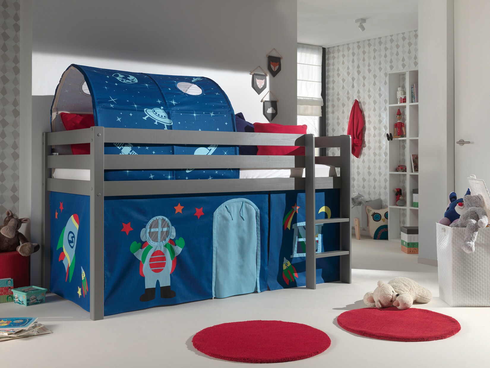 Spielbett Pino mit Textilset Vorhang und Tunnel versch. Designs | 05420070234580