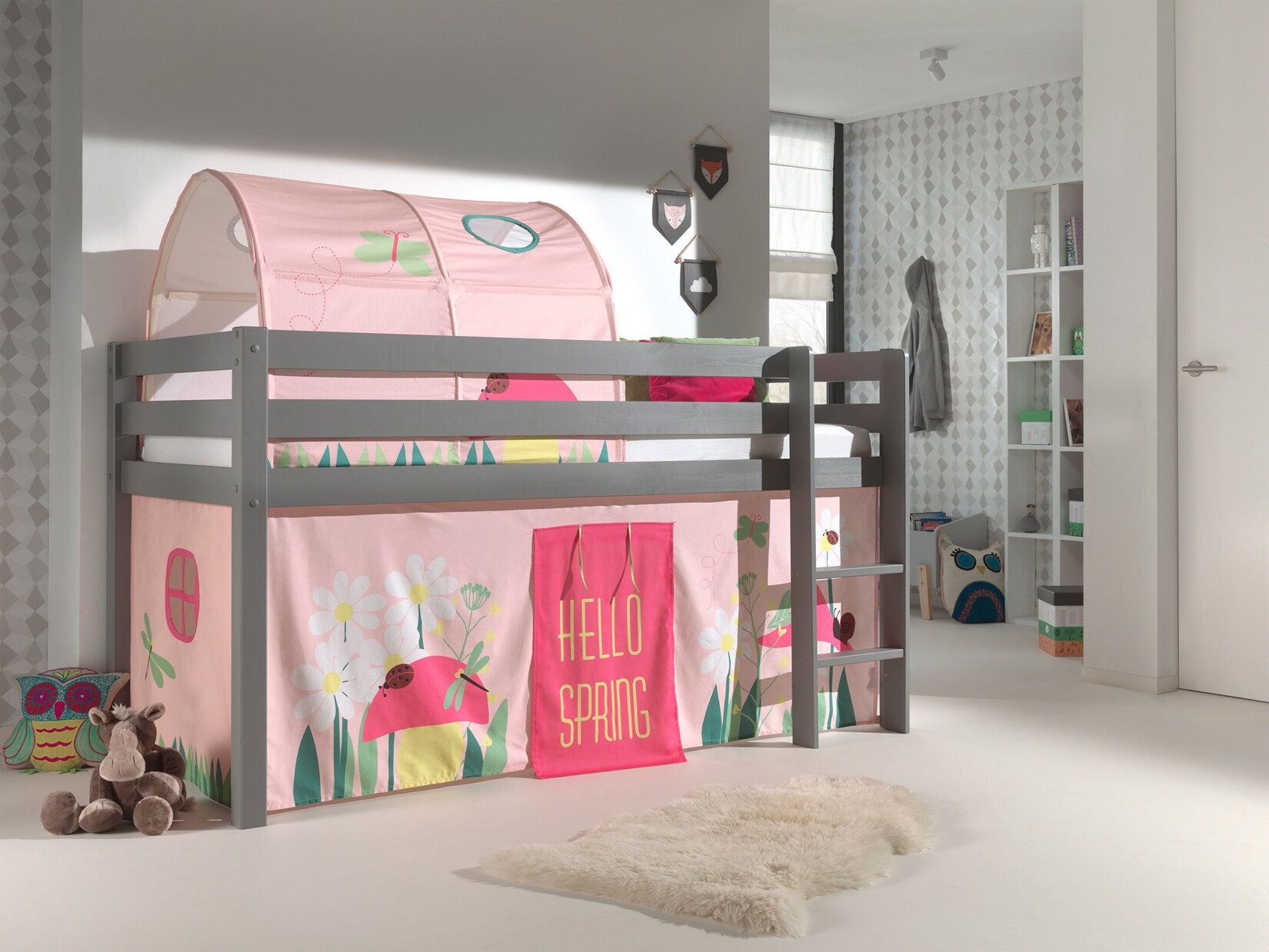 Spielbett Pino mit Textilset Vorhang und Tunnel versch. Designs | 05420070234504