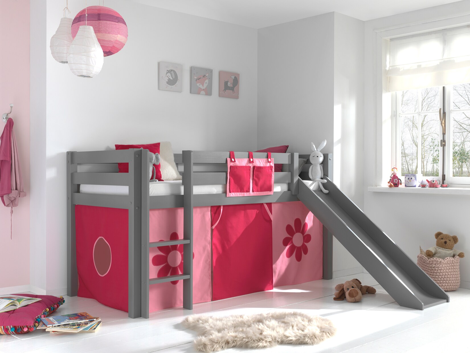 Spielbett Pino mit Rutsche und Textilset versch. Designs | 05420070234788