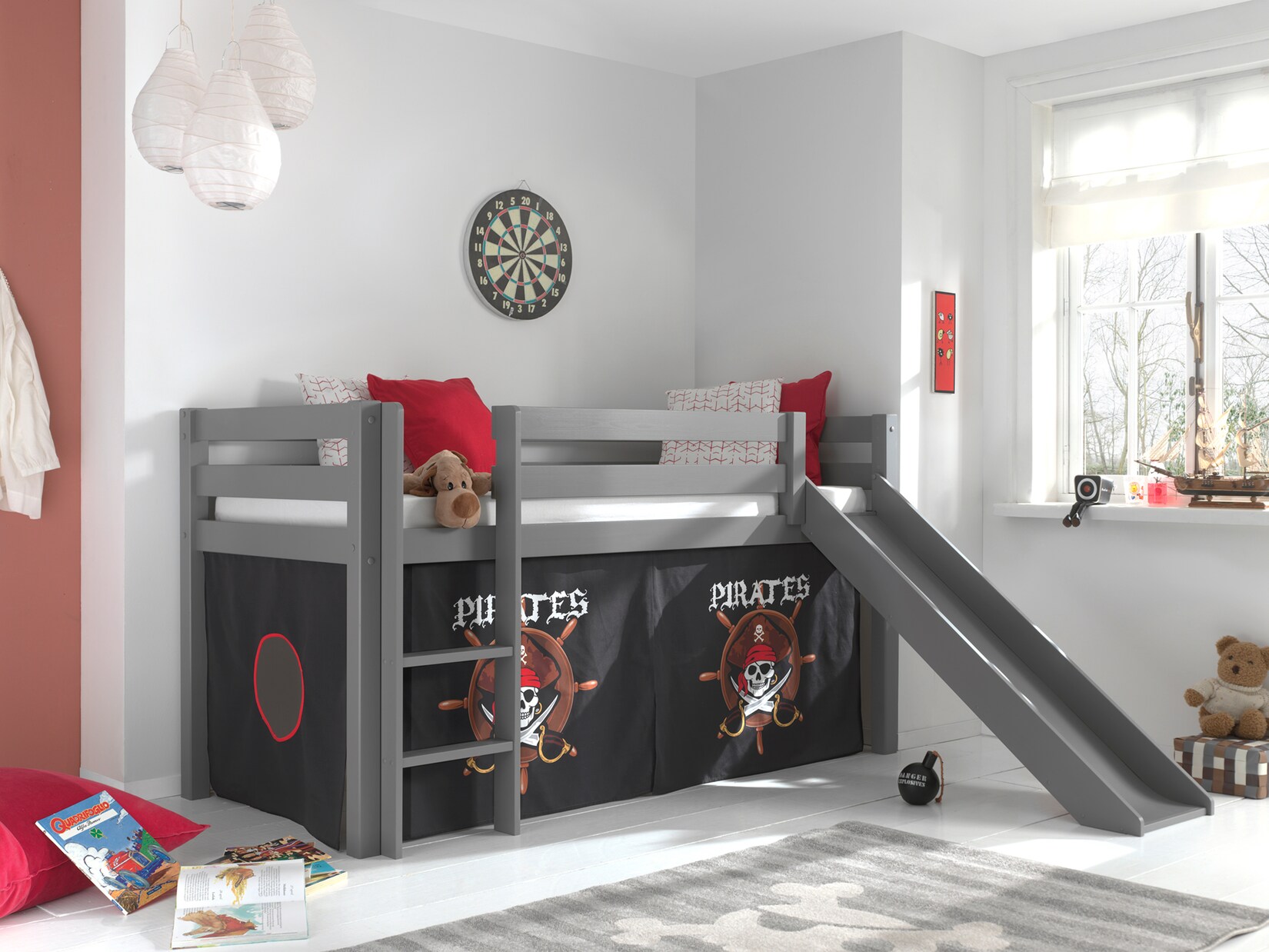 Spielbett Pino mit Rutsche und Textilset versch. Designs | 05420070234825
