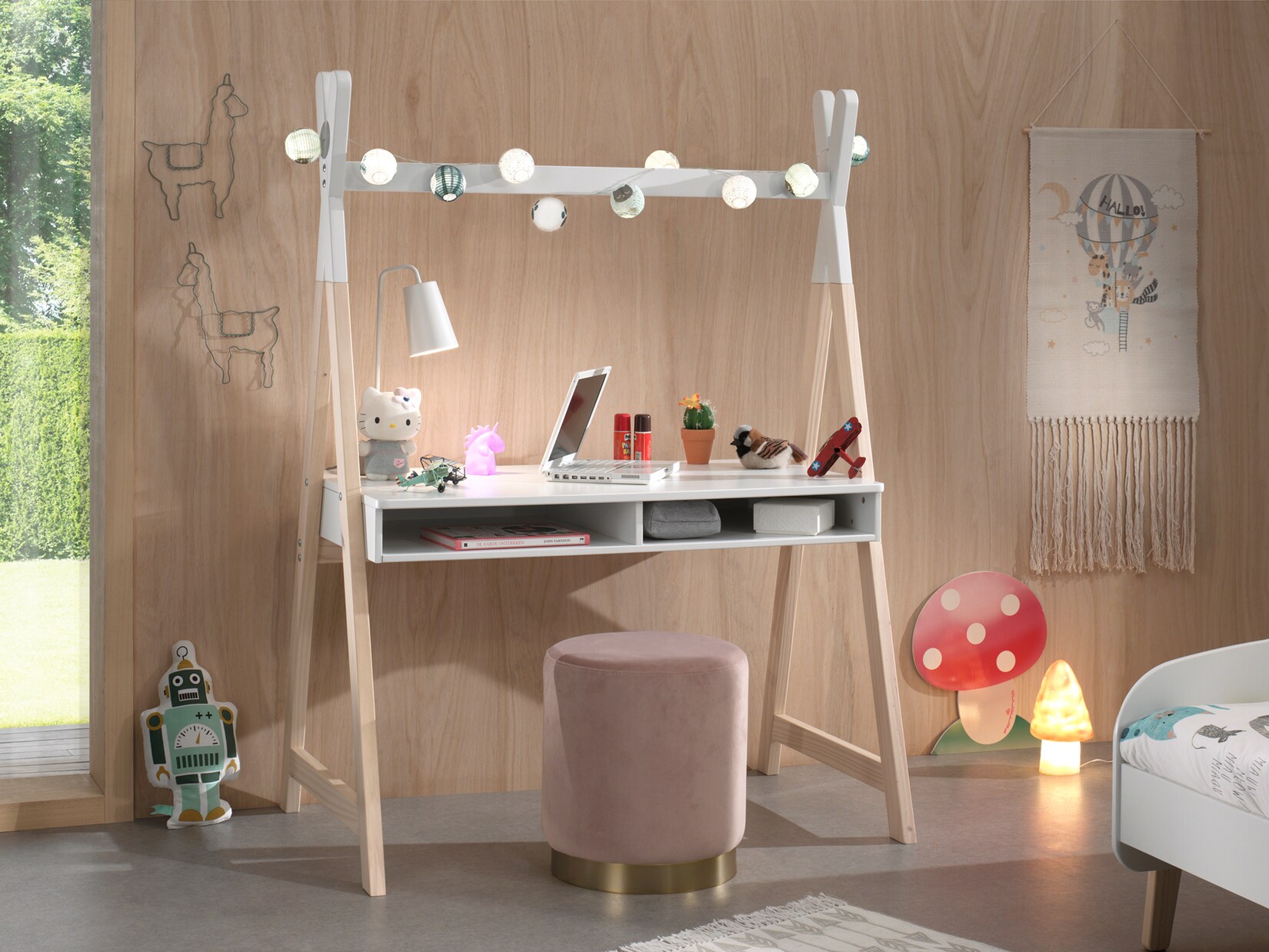 Kinderschreibtisch Kiddy Tipi weiß/natur