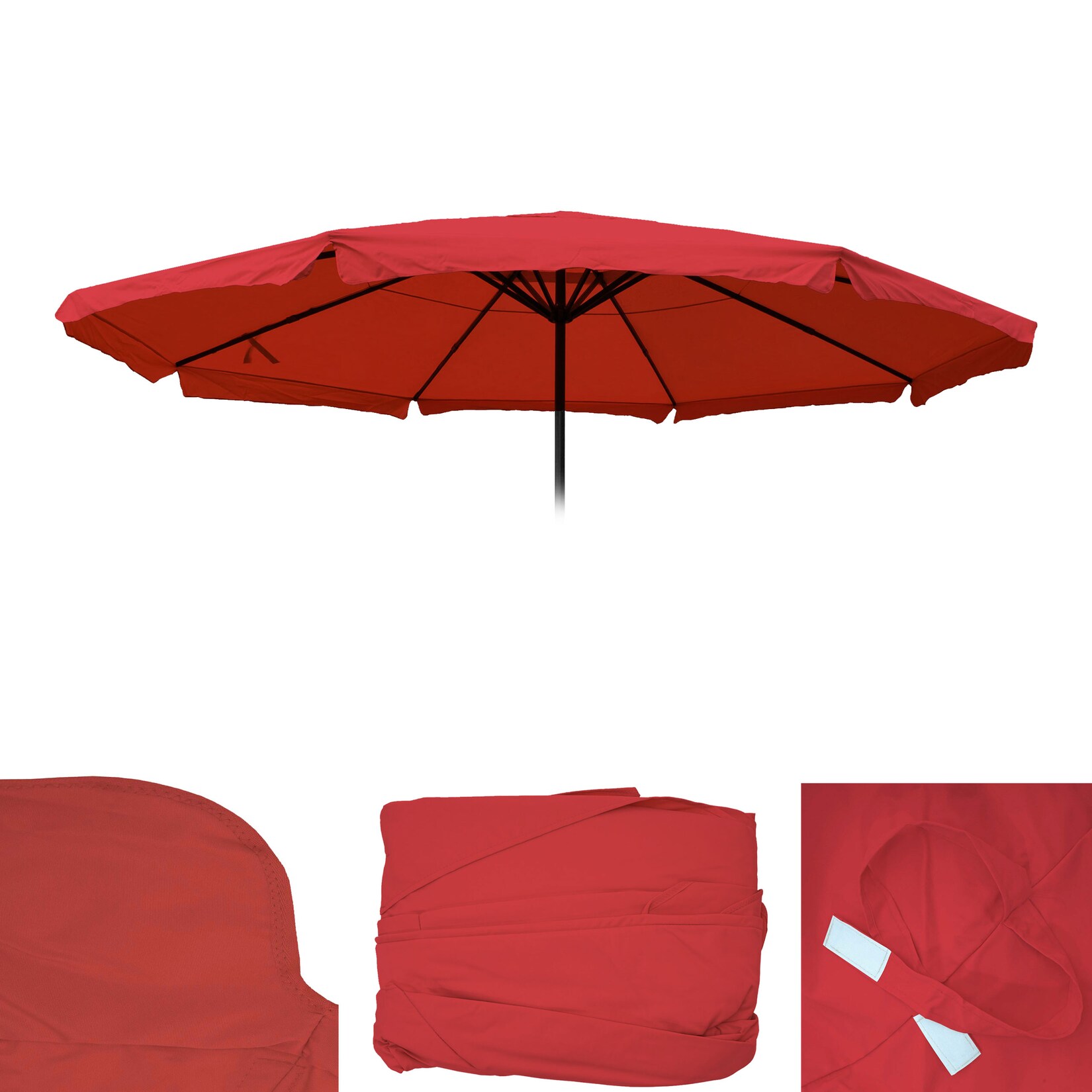 Ersatz-Bezug für Sonnenschirm Carpi Pro, Gastronomie Marktschirm mit Volant Ø 5m, Polyester ~ bordeaux