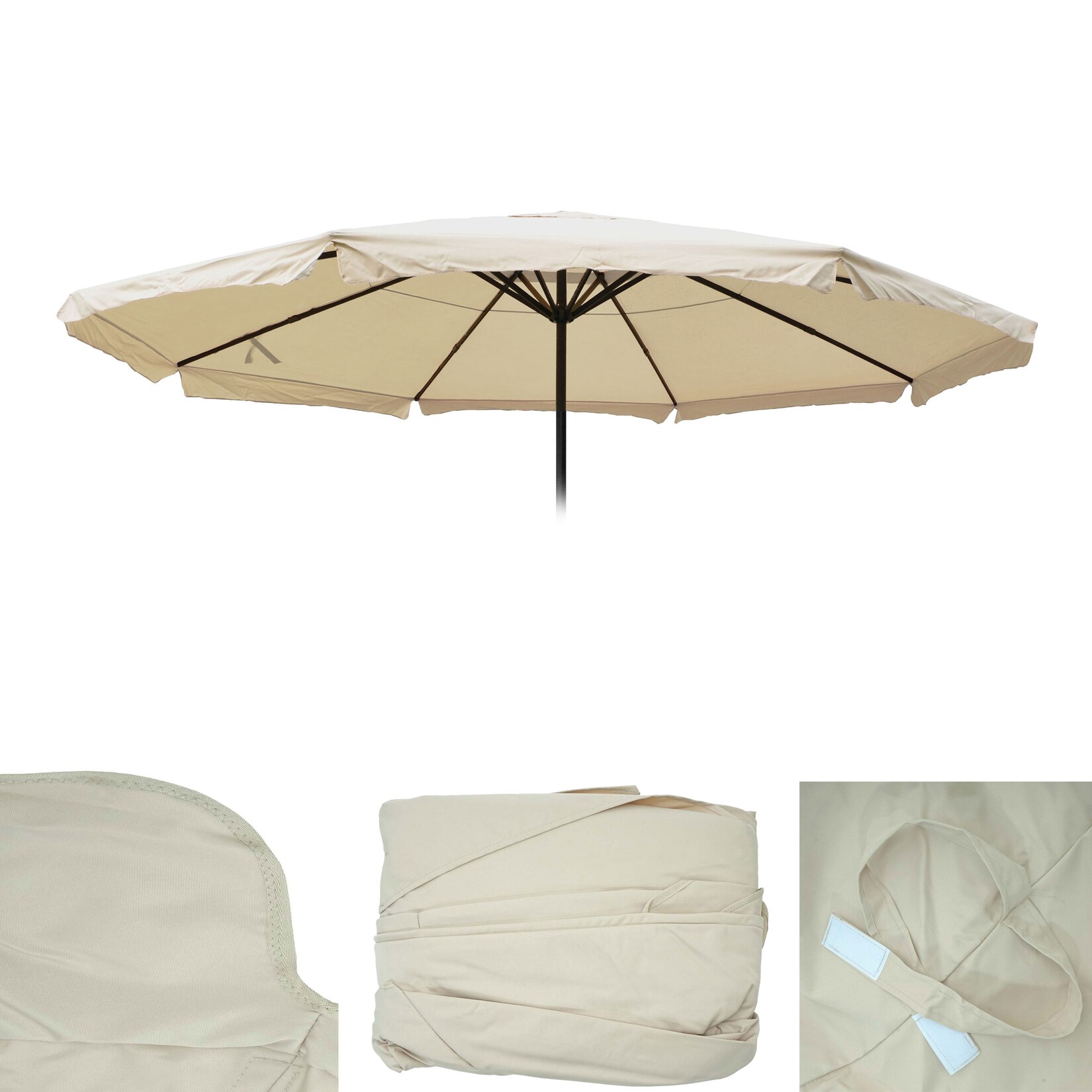 Ersatz-Bezug für Sonnenschirm Carpi Pro, Gastronomie Marktschirm mit Volant Ø 5m, Polyester ~ creme