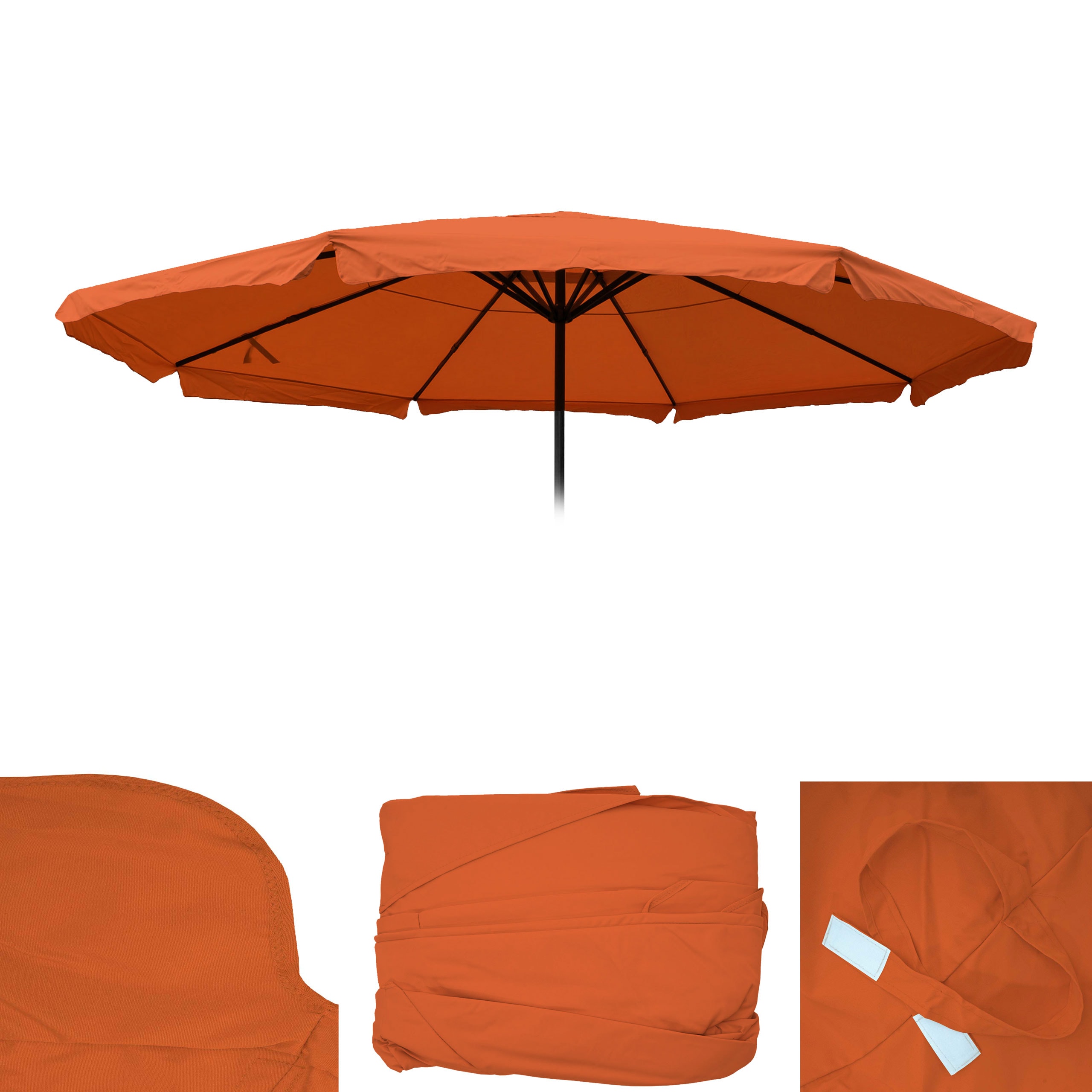 Ersatz-Bezug f&uuml;r Sonnenschirm Carpi Pro, Gastronomie Marktschirm mit Volant &Oslash; 5m, Polyester ~ terracotta - Bild 1