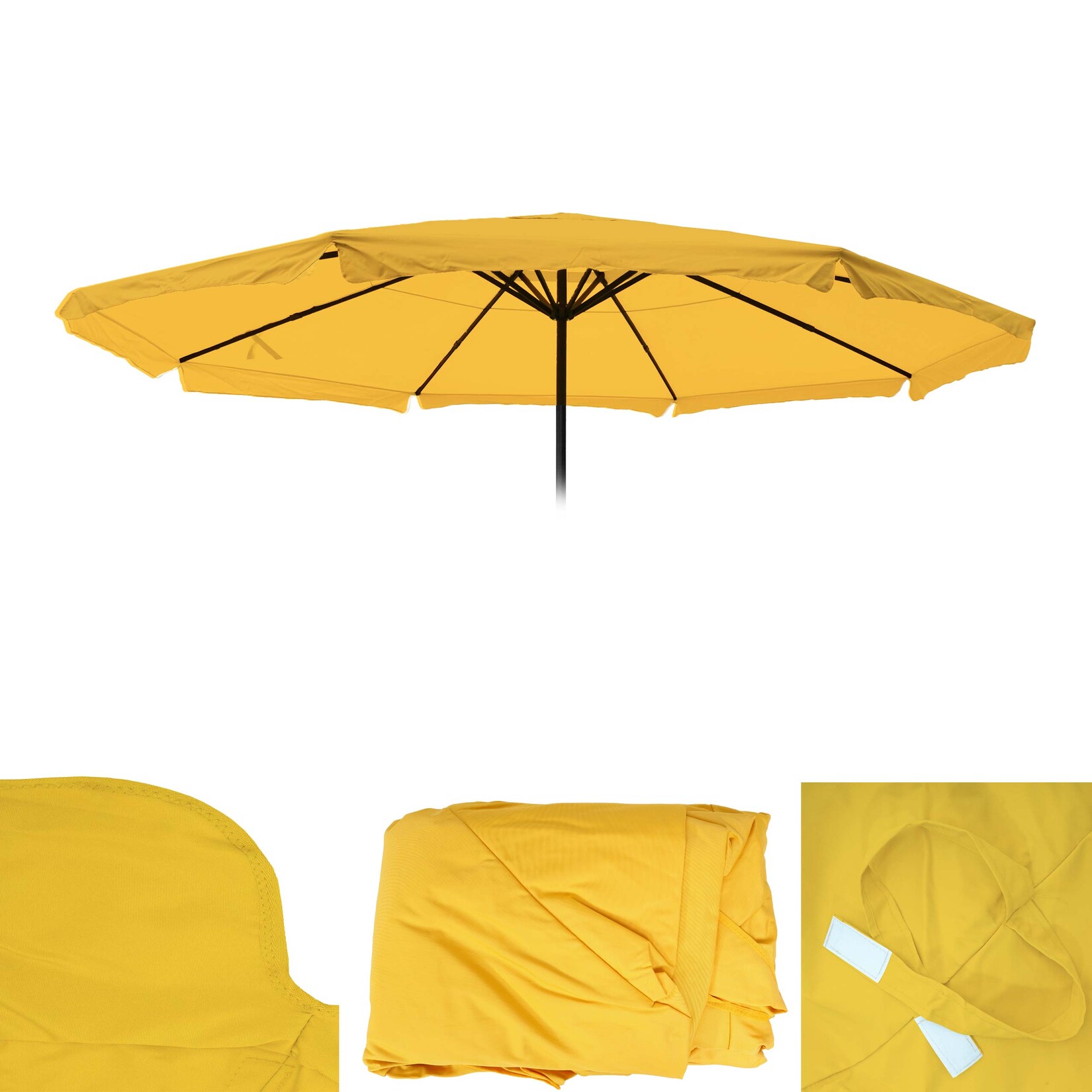 Ersatz-Bezug für Sonnenschirm Capri Pro, Gastronomie Marktschirm mit Volant Ø 5m, Polyester ~ gelb