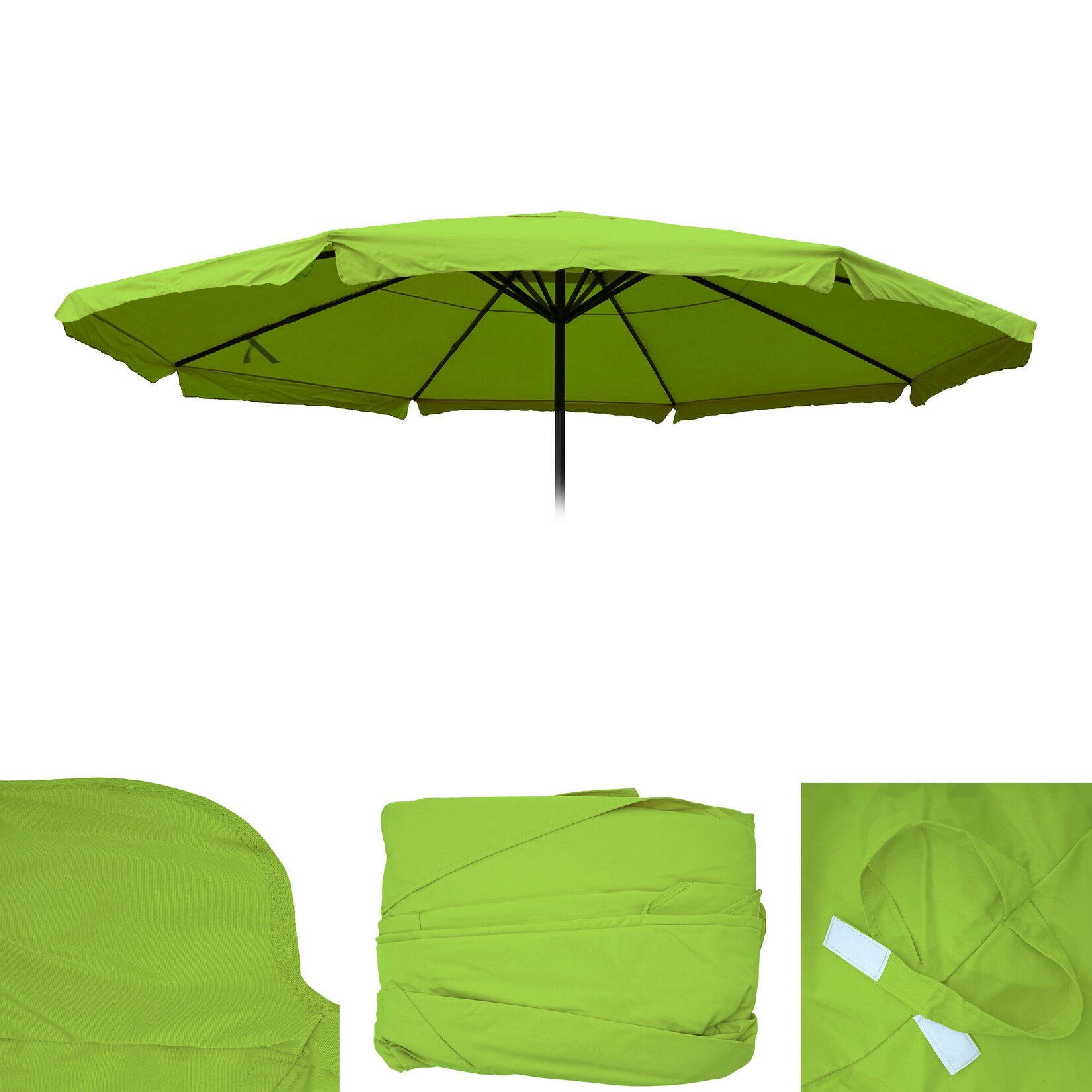 Ersatz-Bezug für Sonnenschirm Capri Pro, Gastronomie Marktschirm mit Volant Ø 5m, Polyester ~ hellgrün