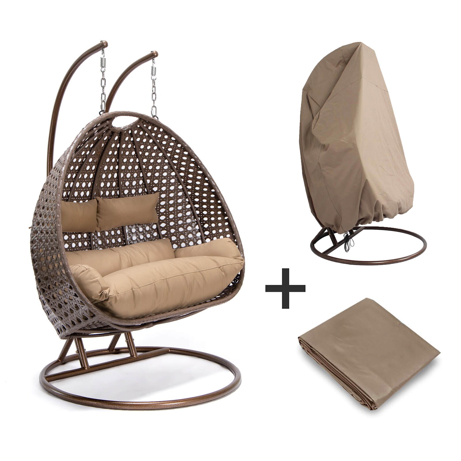 Home Deluxe Polyrattan Hängesessel «Twin» inkl. Regenabdeckung   versch. Farben