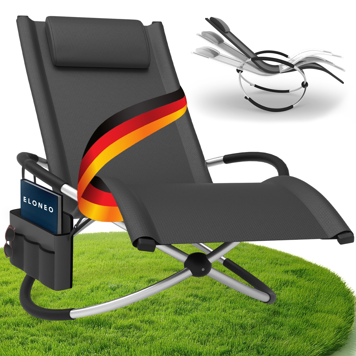 Relax-Schaukelliege inkl. Seitentasche Anthrazit Ohne Auflage - Bild 1