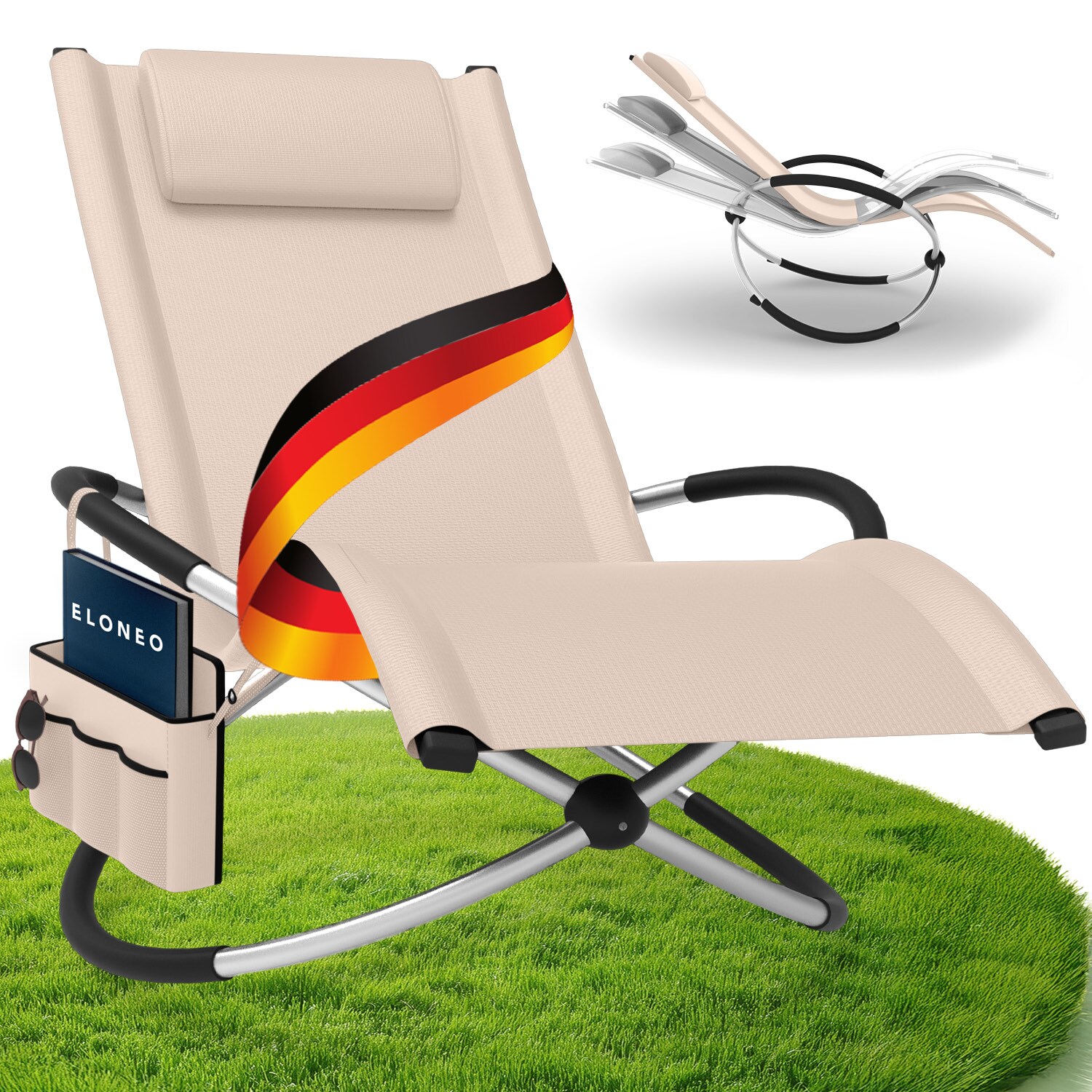 Relax-Schaukelliege inkl. Seitentasche Creme Ohne Auflage - Bild 1