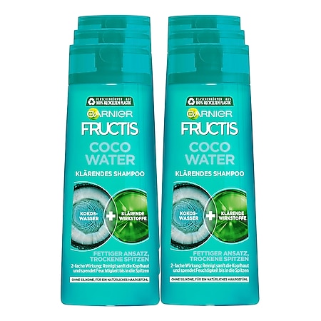 Garnier Fructis Shampoo FATS Coco Water 250 ml, 6er Pack - Bild 1