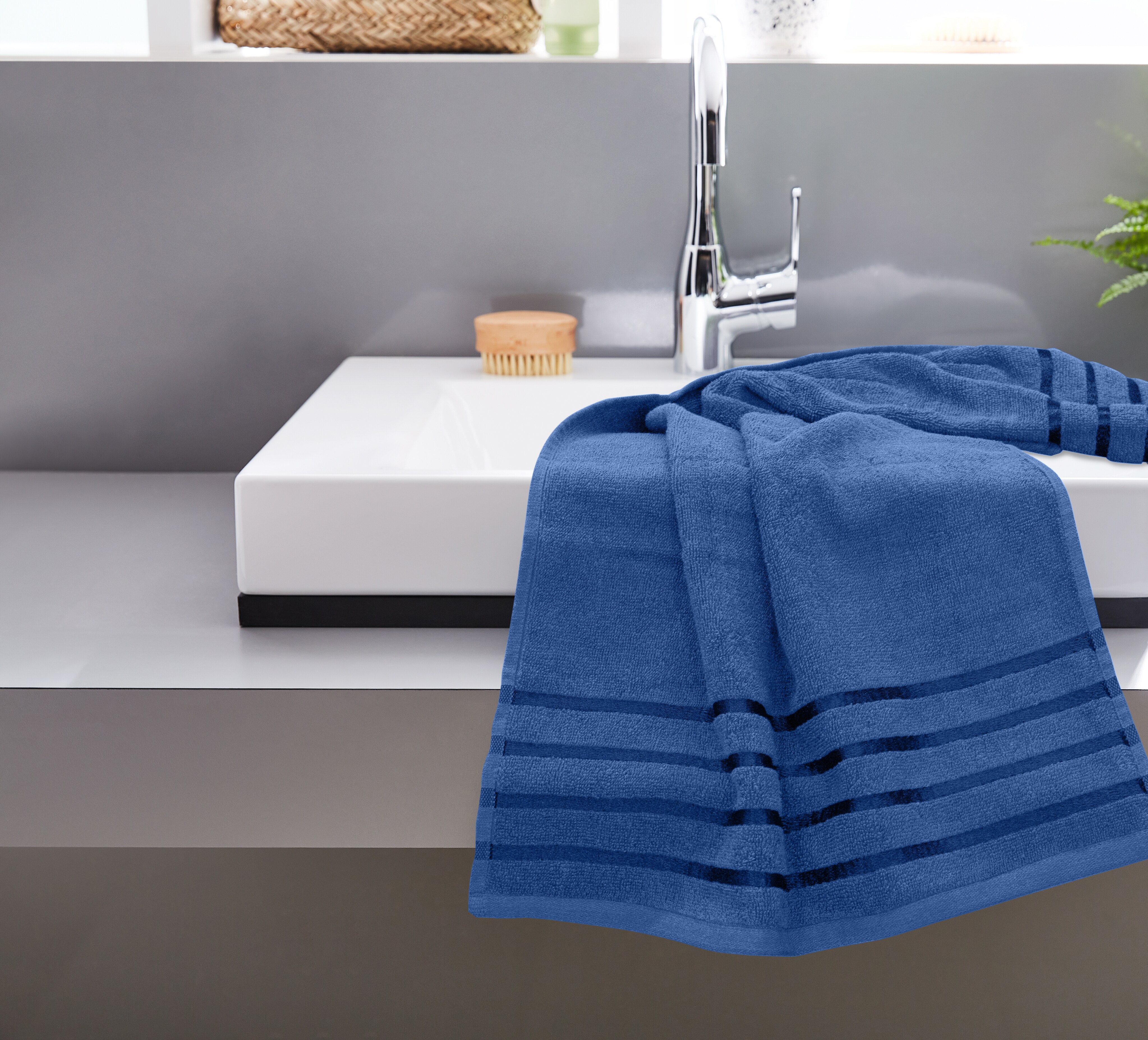 Dekor Frottier Handtuch 2er - versch. Farben - blau - Bild 1