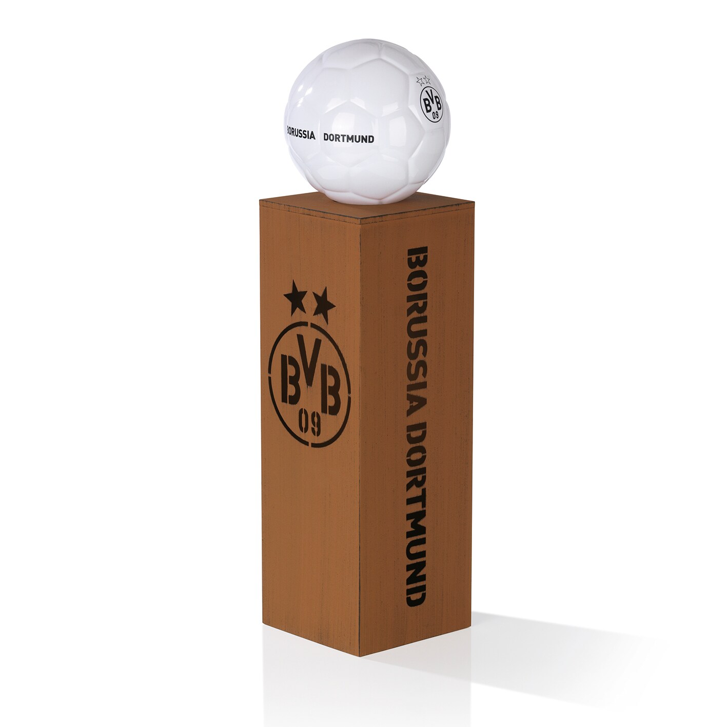 BVB LED-Dekosäule Rost-Optik 84cm 3V braun mit Leuchtkugel in Fußball-Optik | 04049618061160
