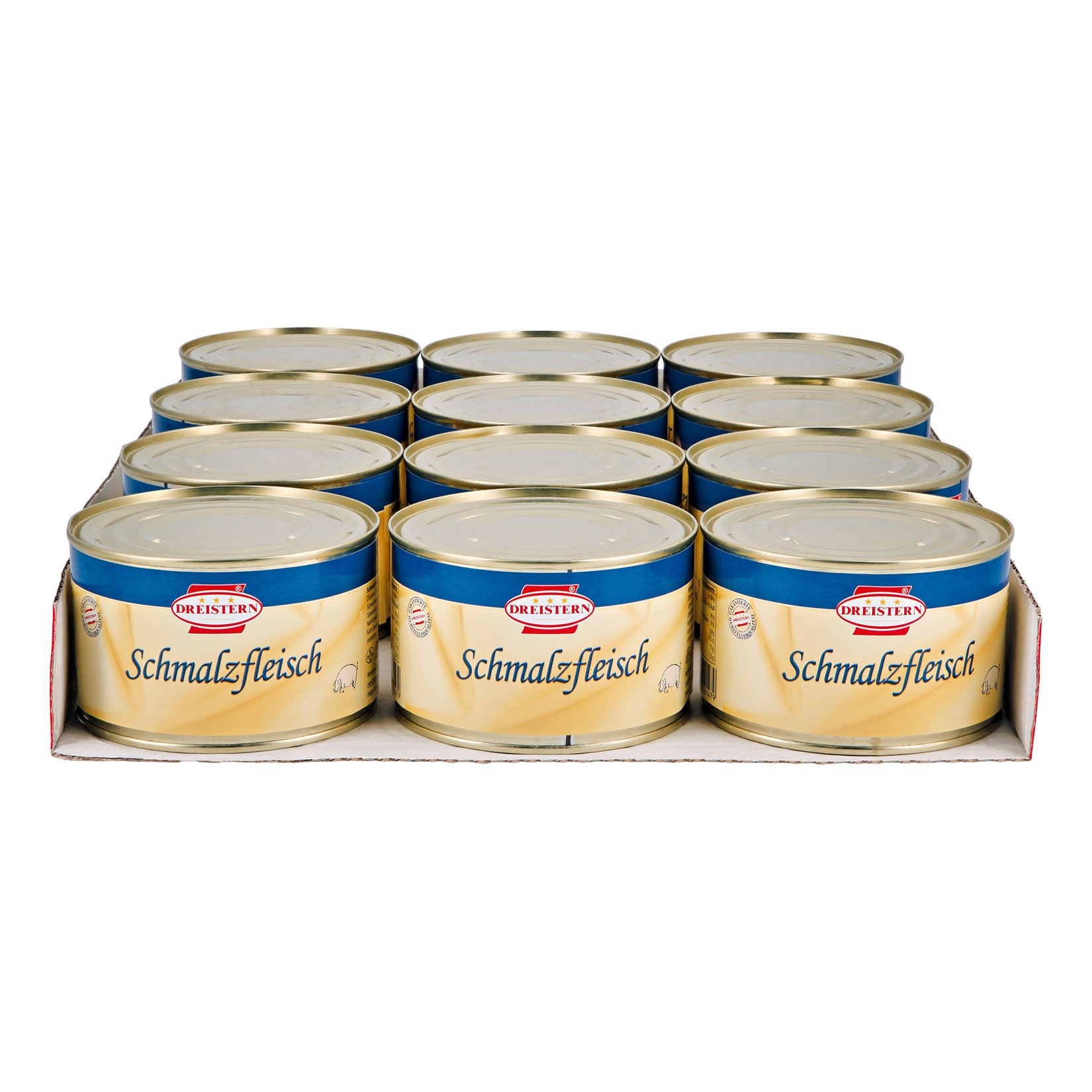 Dreistern Schmalzfleisch 400 g, 12er Pack - Bild 1