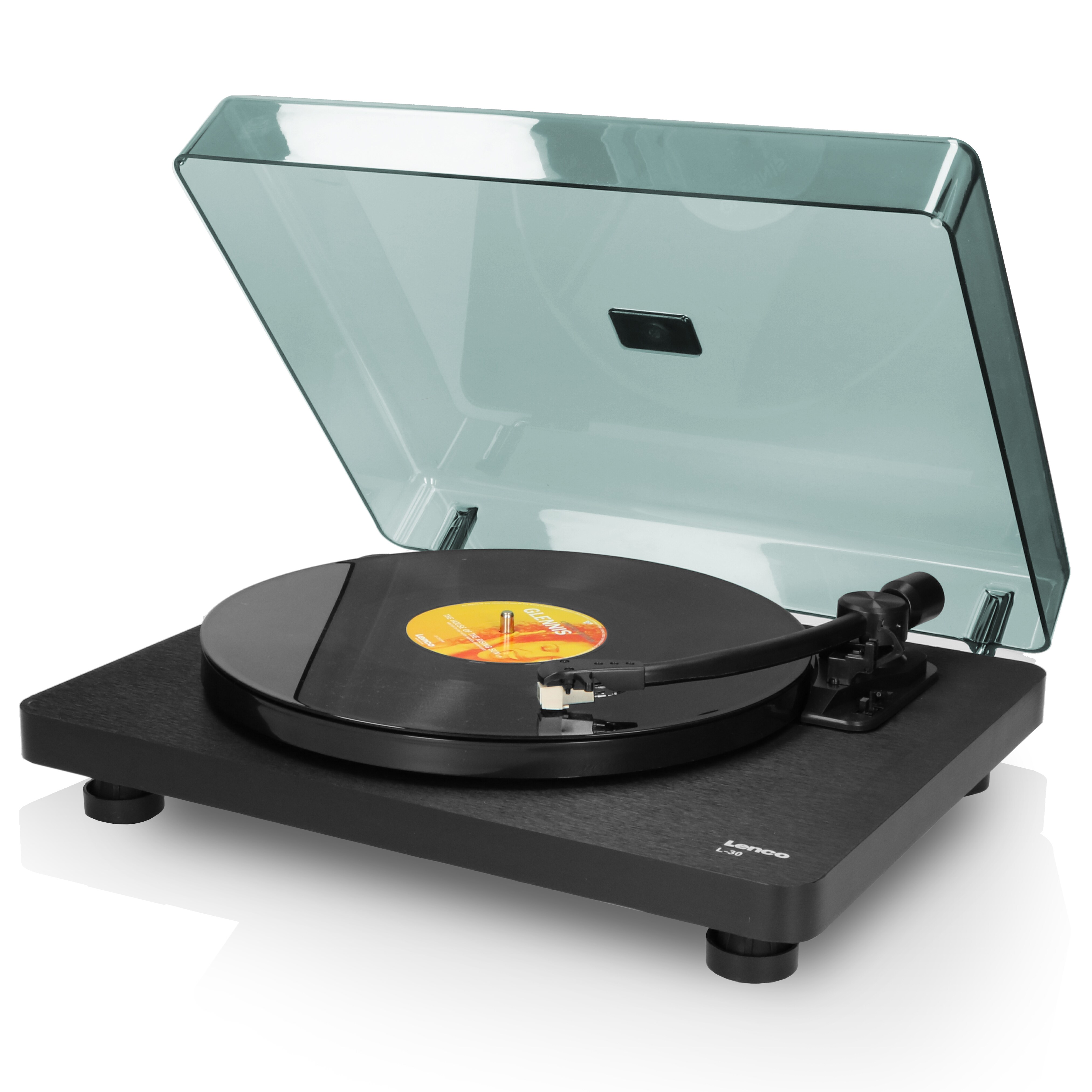 Lenco L-30BK - Plattenspieler mit Riemenantrieb und Holzgeh&auml;use - USB/PC-Encoding - Auto-Stopp-Funktion - Schwarz - Bild 1