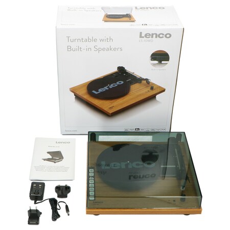 Lenco LS-10WD - Plattenspieler mit Kopfhöreranschluß Holzgehäuse kaufen - online eingebaute Holz - - Netto Lautsprecher Riemenantrieb und bei