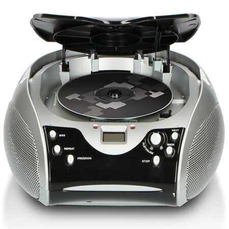 Lenco SCD-24 Black/Silver Tragbares FM-Radio kaufen online Silber/Schwarz bei mit Kopfhöreranschluß Netto CD-Player