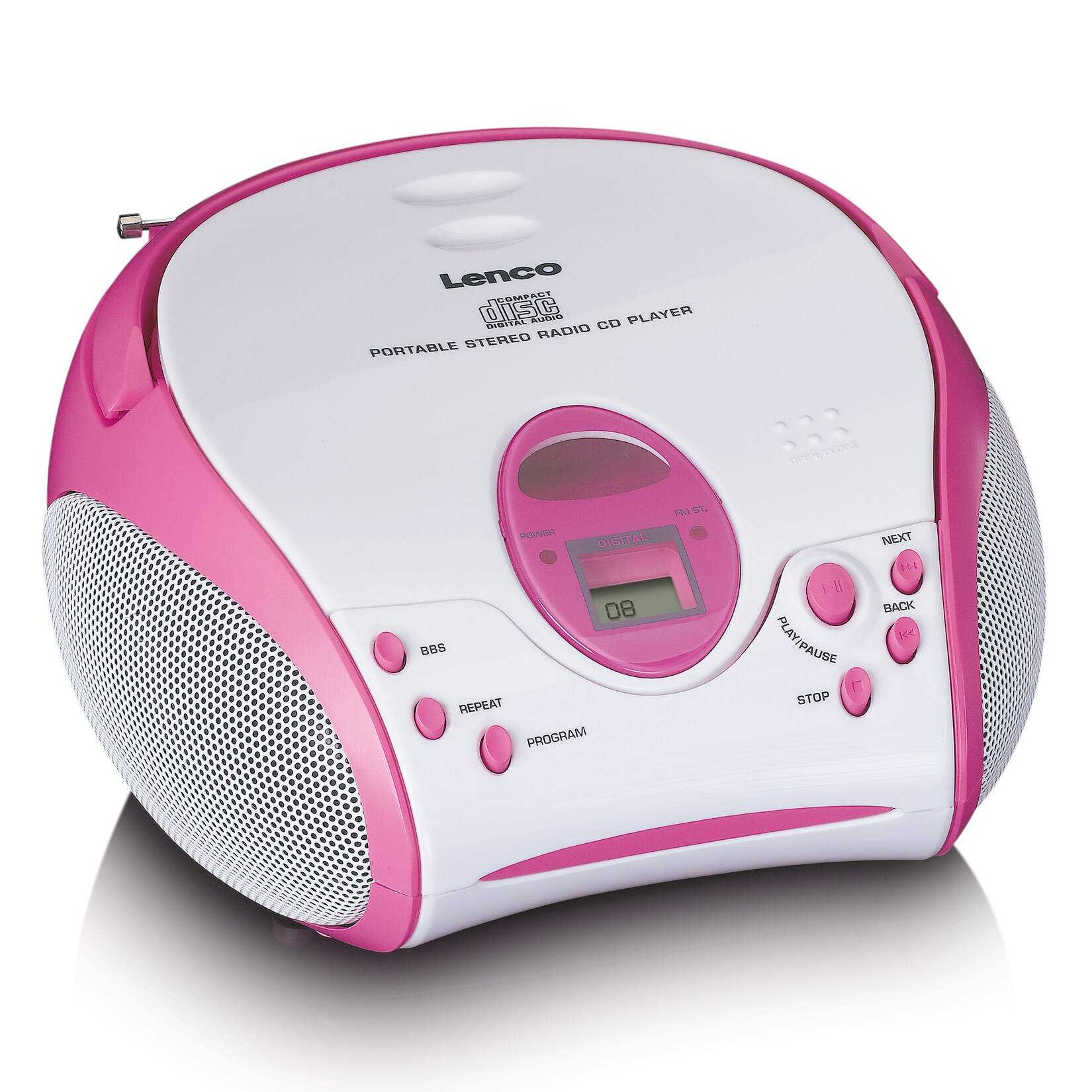 Lenco SCD-24PK kids – Tragbares FM-Radio mit CD-Player – Kopfhöreranschluß – Pink | 08711902044949
