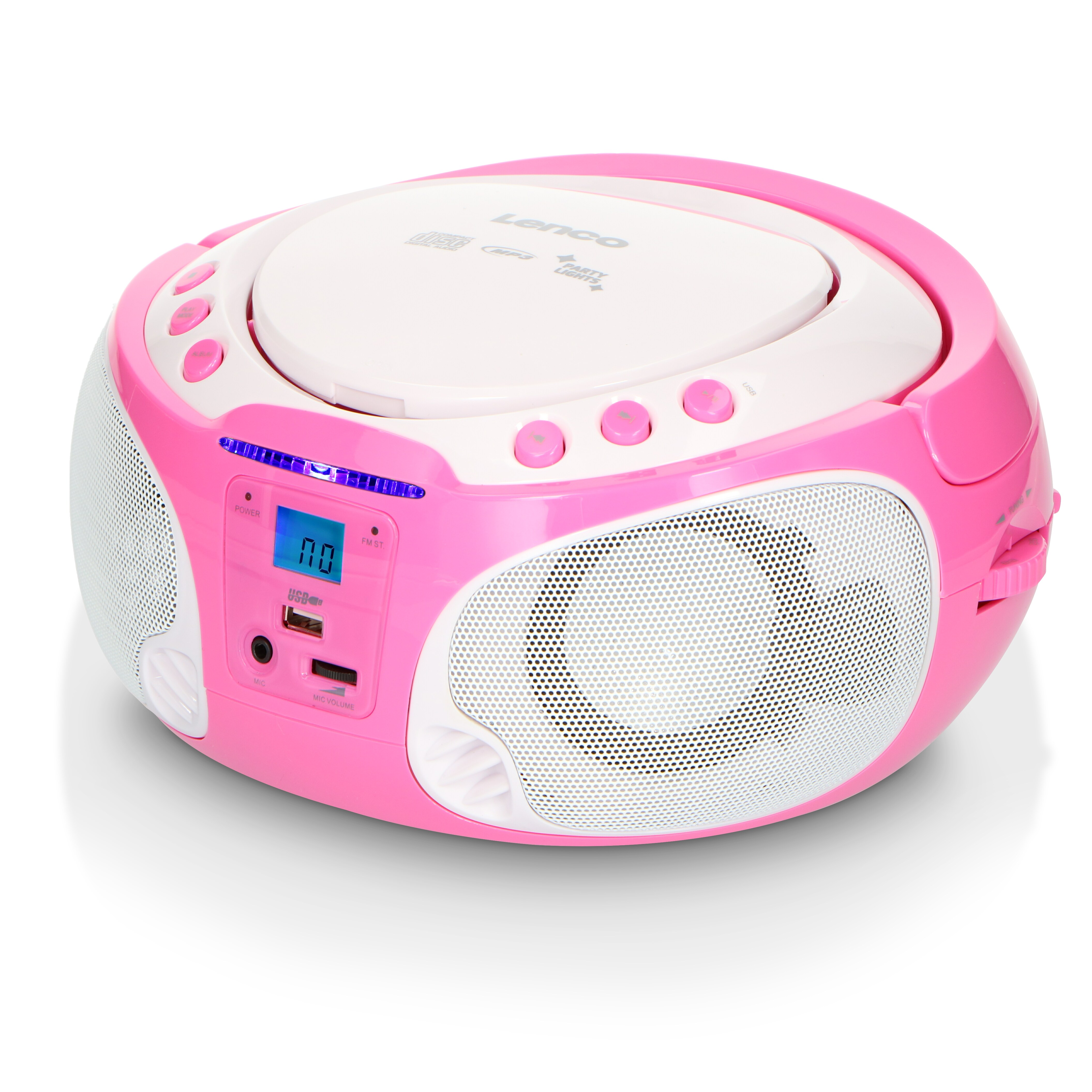Lenco SCD-650PK - Tragbares FM-Radio mit CD/MP3-Player - USB-Anschlu&szlig; - Karaoke - Mikrofon - Lichteffekte - Pink - Bild 1