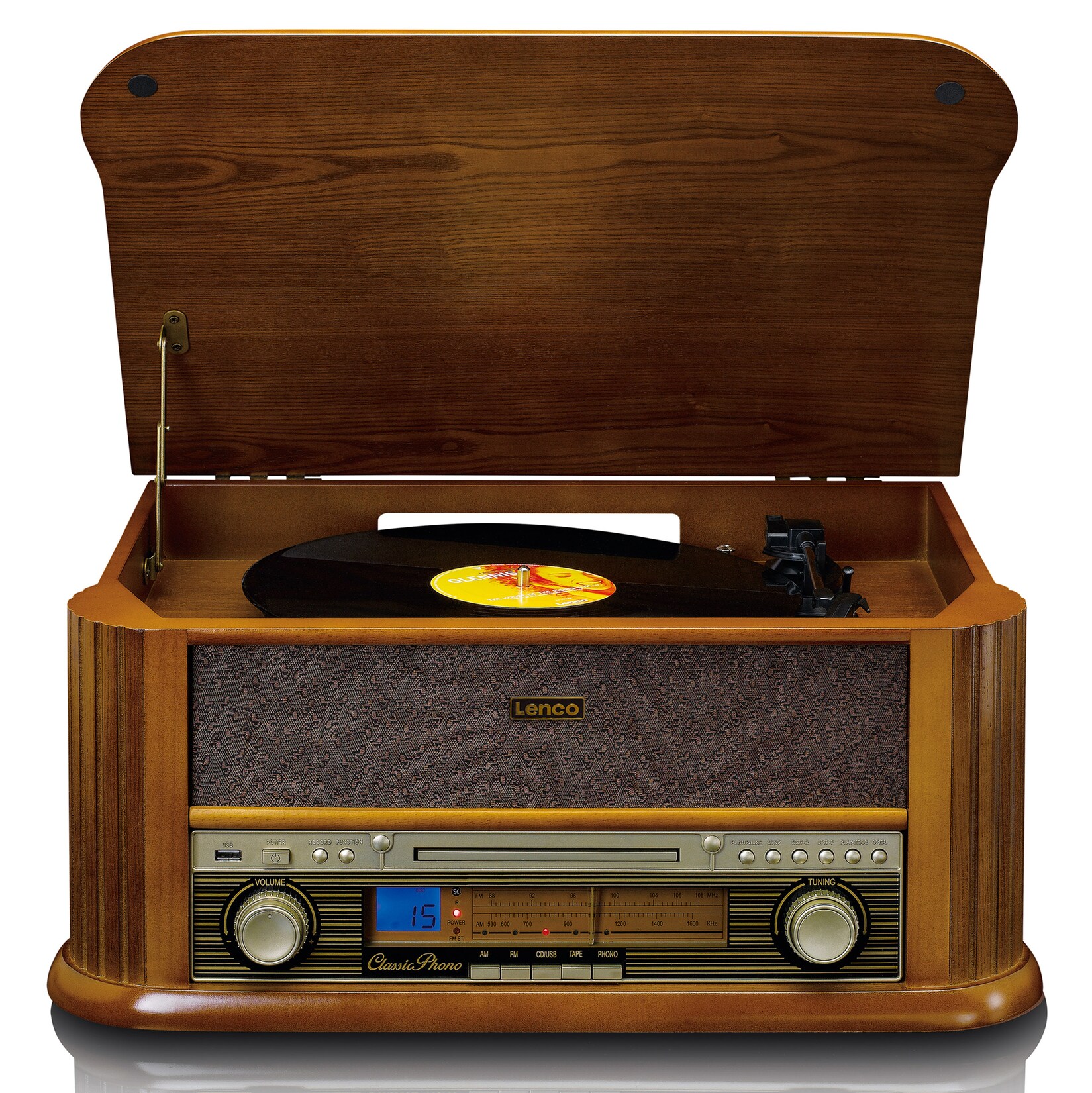 Classic Phono TCD-2550WD – Plattenspieler mit DAB+/UKW Radio, USB Codierung, CD- und Kassettenspieler – Holz | 08711902041924