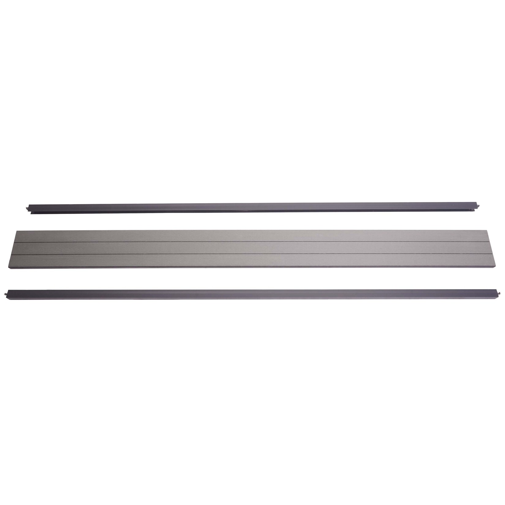 Abschluss-Set für WPC-Sichtschutz Savoie, Abschlussprofil Windschutz, Alu-Pfosten ~ 180cm, grau