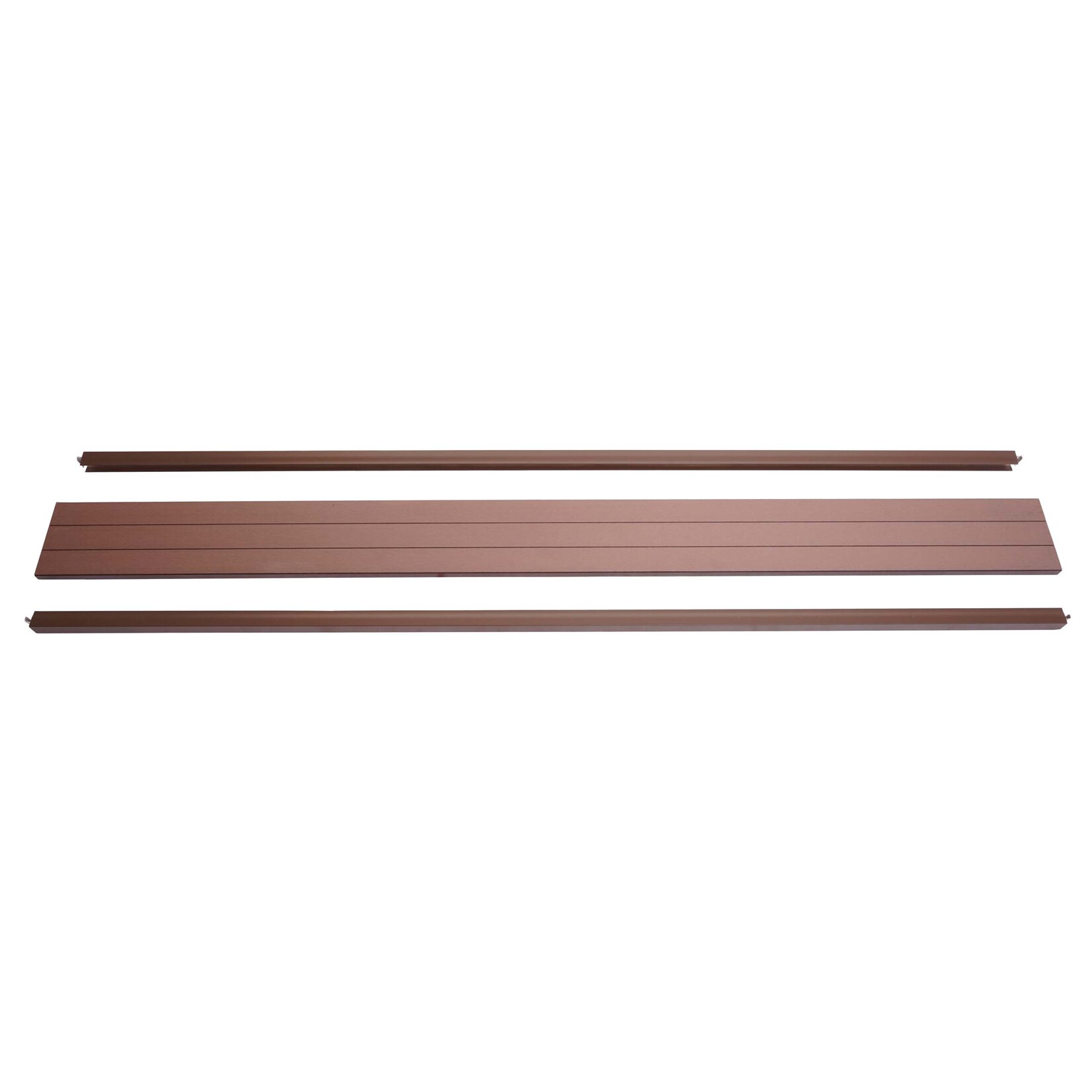 Abschluss-Set für WPC-Sichtschutz Savoie, Abschlussprofil Windschutz, Alu-Pfosten ~ 180cm, braun