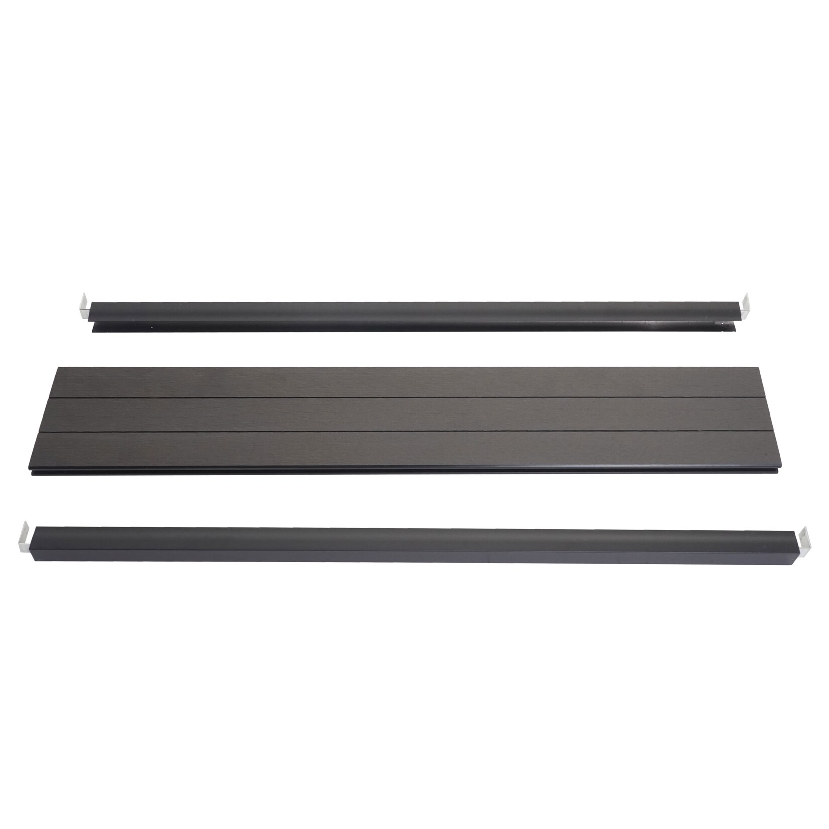 Abschluss-Set für WPC-Sichtschutz Savoie, Abschlussprofil Windschutz, WPC-Pfosten ~ 90cm, anthrazit | 04057651543864