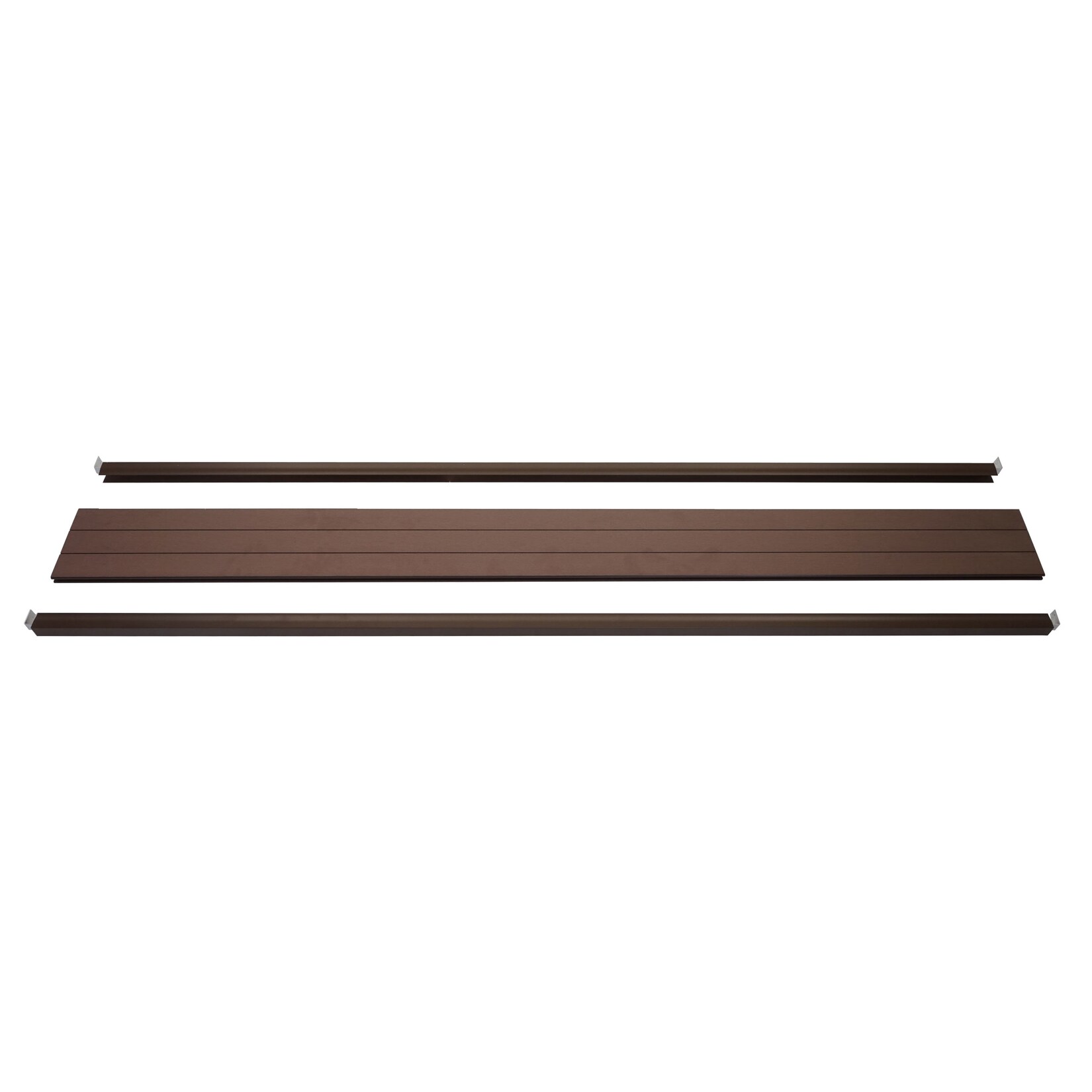Abschluss-Set für WPC-Sichtschutz Savoie, Abschlussprofil Windschutz, WPC-Pfosten ~ 180cm, braun