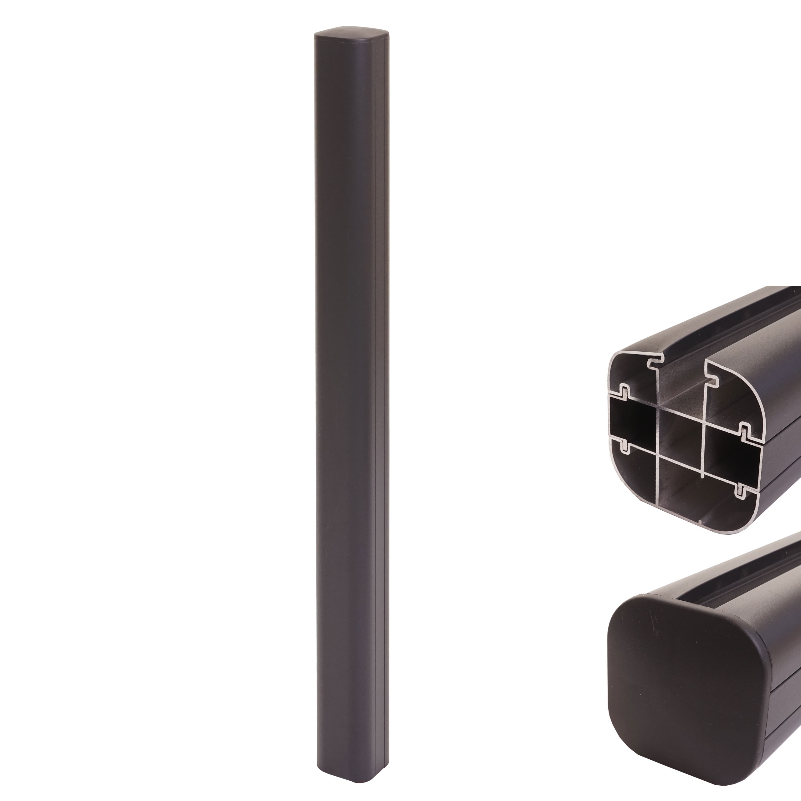 Alu-Pfosten Savoie-WPC-Zaun, Pfeiler Pfahl, Stecksystem ~ 98cm, anthrazit - Bild 1