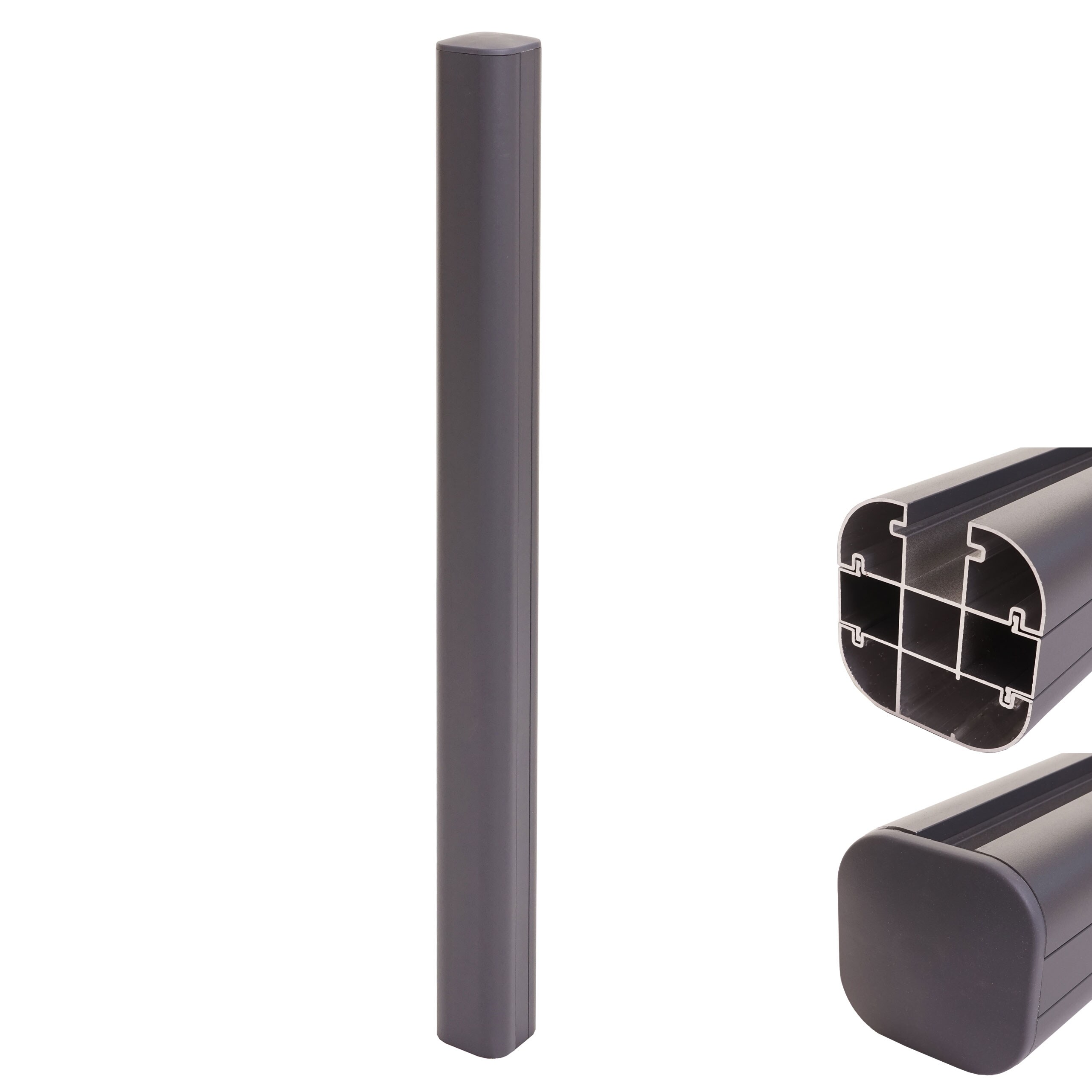 Alu-Pfosten Savoie-WPC-Zaun, Pfeiler Pfahl, Stecksystem ~ 98cm, grau - Bild 1