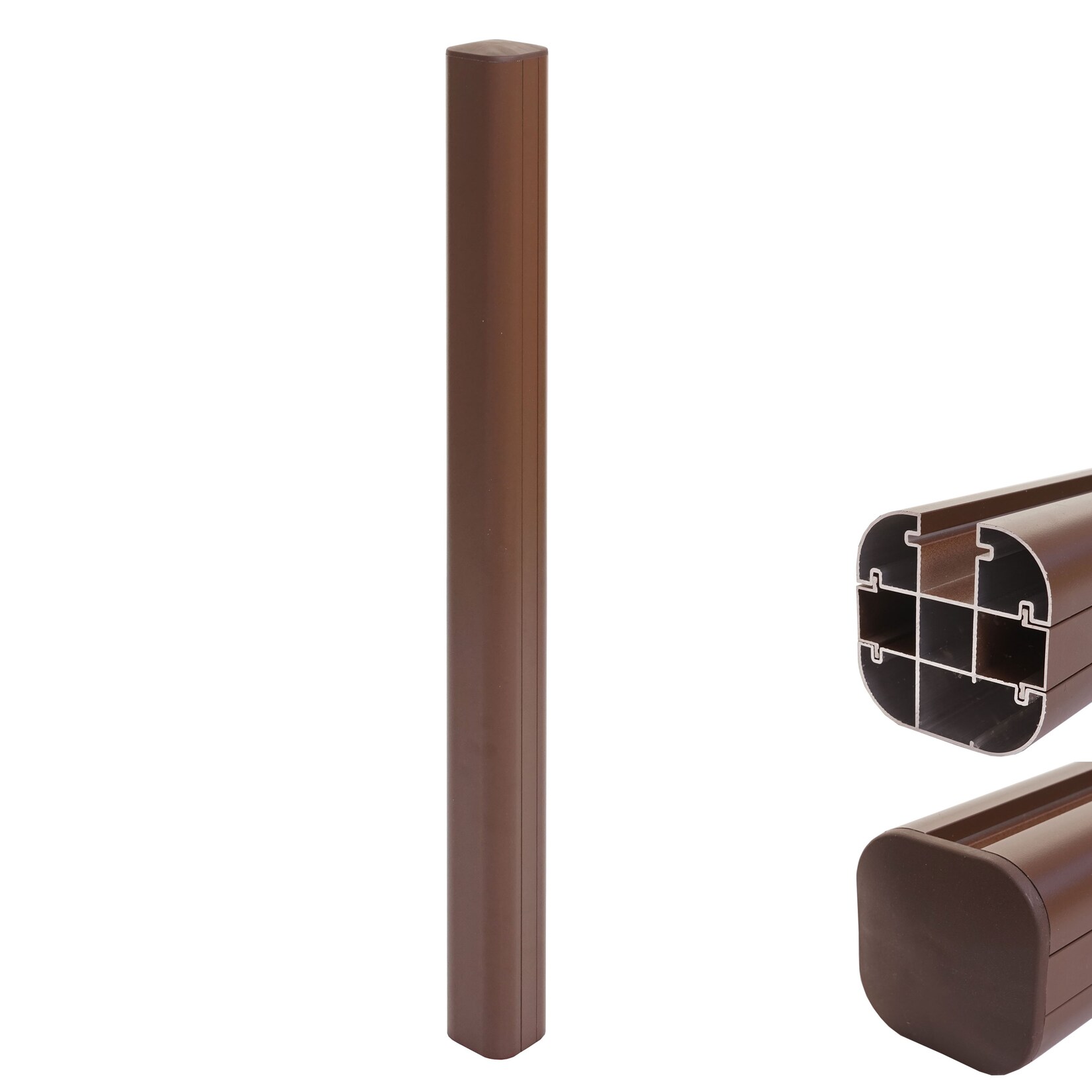 Alu-Pfosten Savoie-WPC-Zaun, Pfeiler Pfahl, Stecksystem ~ 98cm, braun