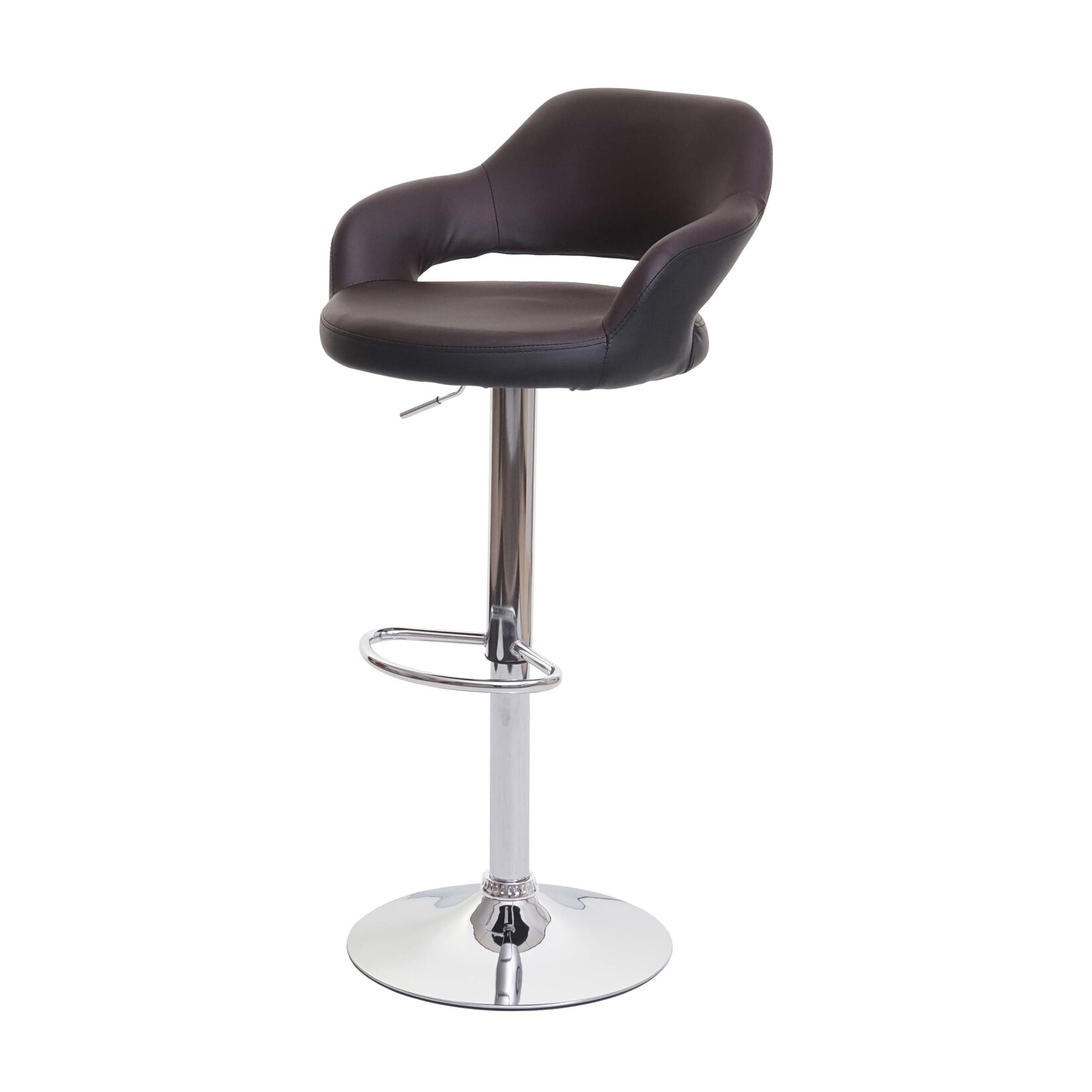 Barhocker MCW-F16, Barstuhl Tresenhocker Drehhocker, mit Lehne Kunstleder ~ braun-schwarz