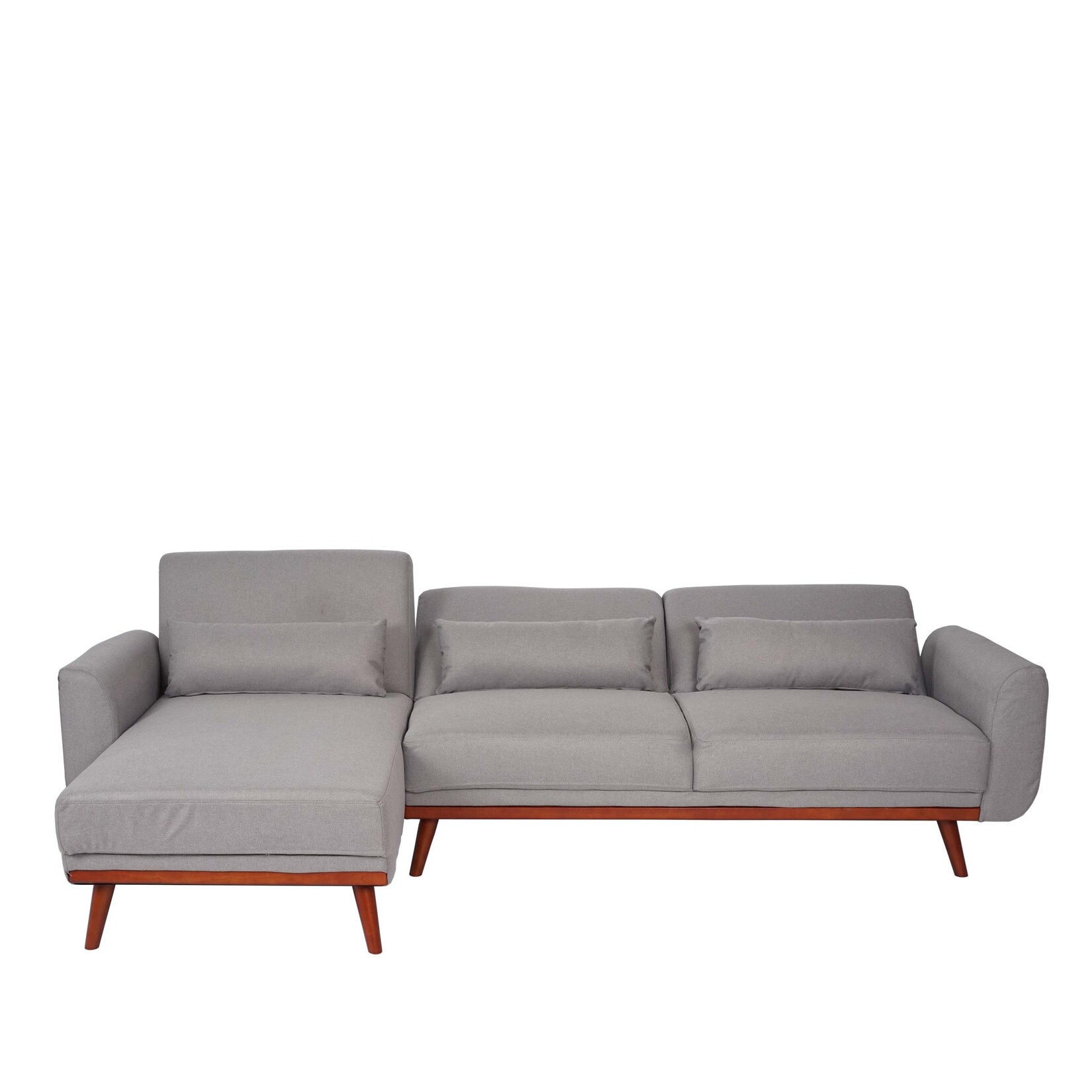 Sofa MCW-J20, Couch Ecksofa, L-Form 3-Sitzer Liegefläche Schlaffunktion Stoff/Textil 280cm ~ grau | 04057651239330