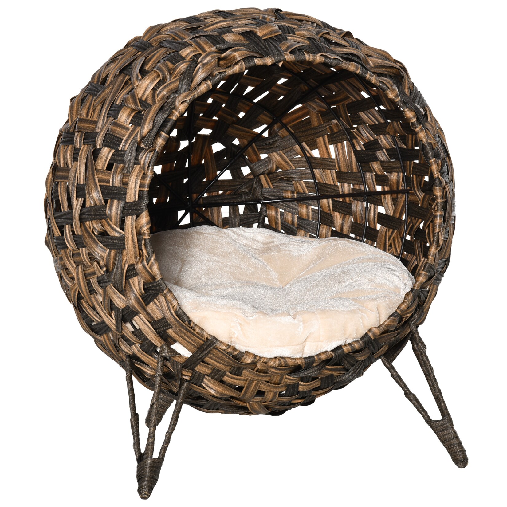 PawHut Katzenhöhle PE-Rattan, Metalldraht, PP-Baumwolle | 04251774988346