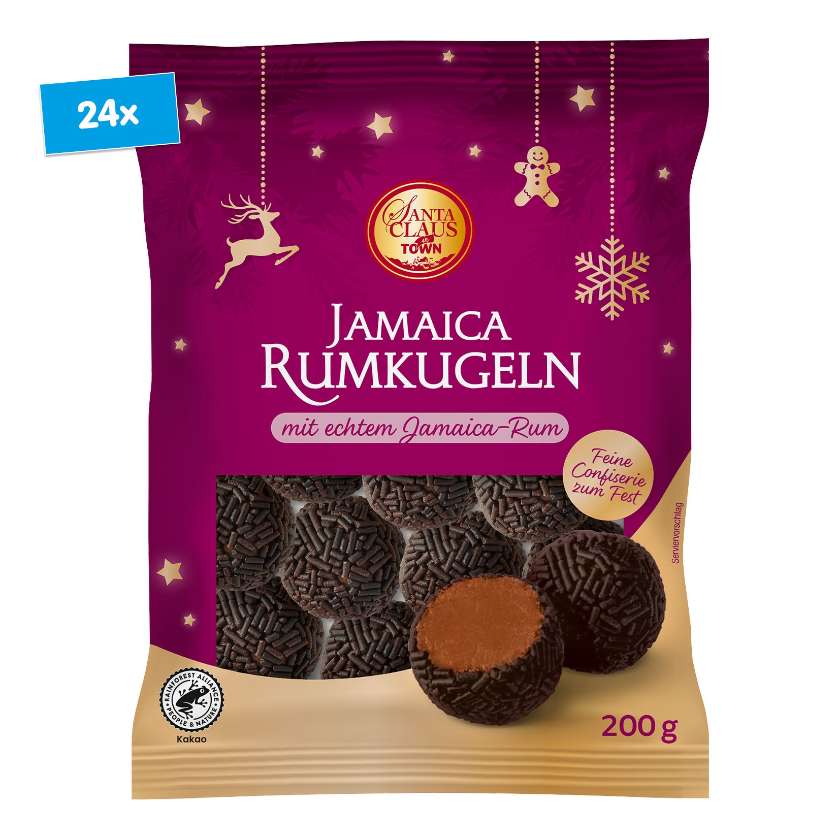 Santa Claus in Town Jamaica Rumkugeln 200 g, 24er Pack - Bild 1