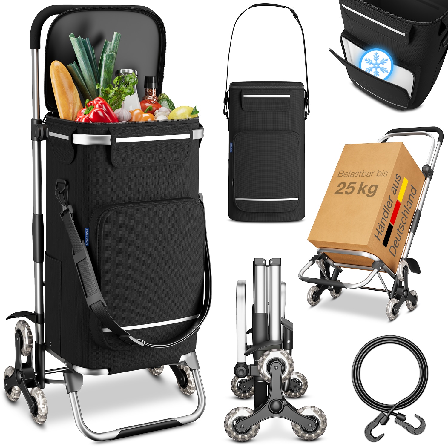 maxVitalis Treppensteiger-Einkaufstrolley &raquo;Premium&laquo;, Schwarz - Bild 1