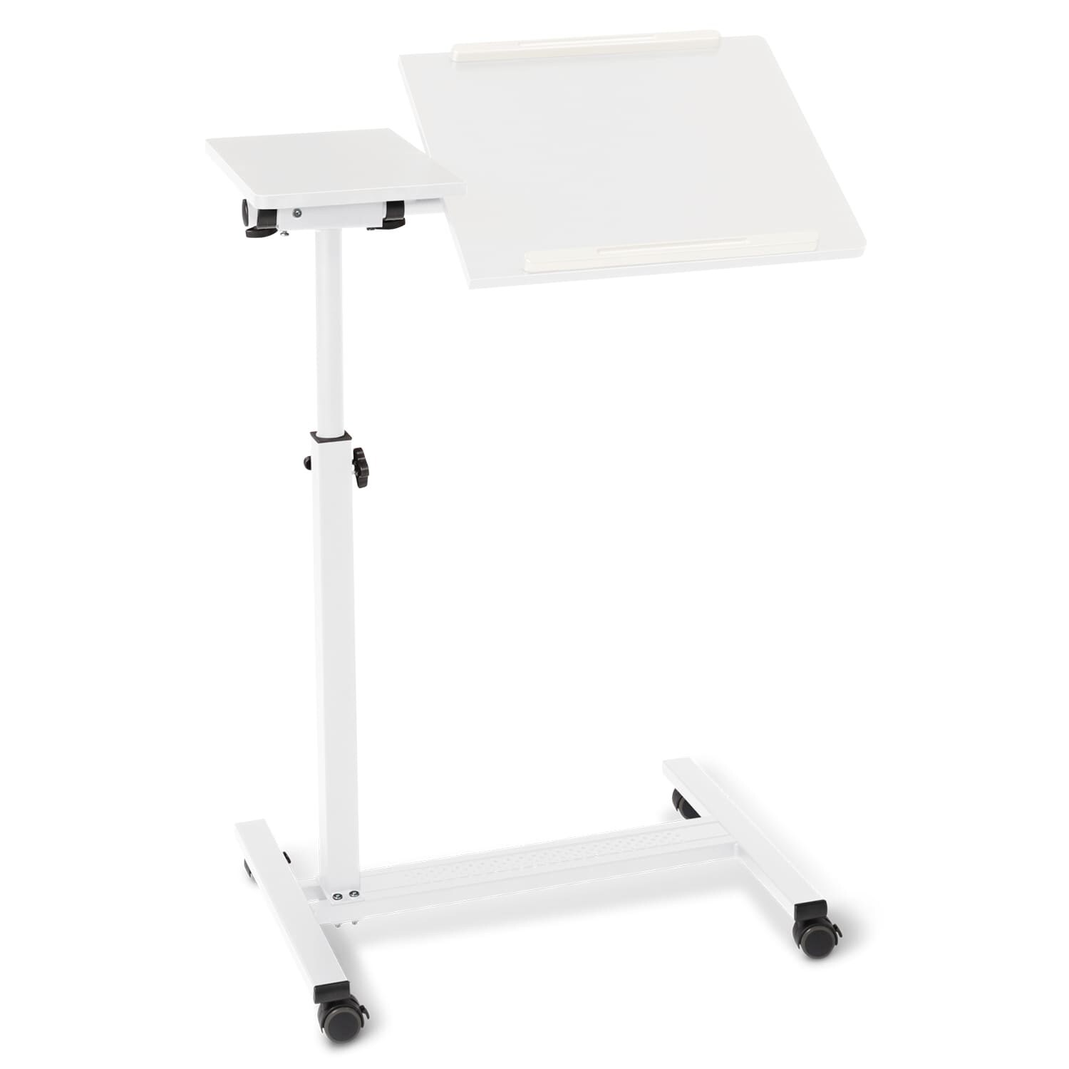 Bett- und Beistelltisch, höhenverstellbar 73-118 cm, mit Rollen, weiß | 04260346888526